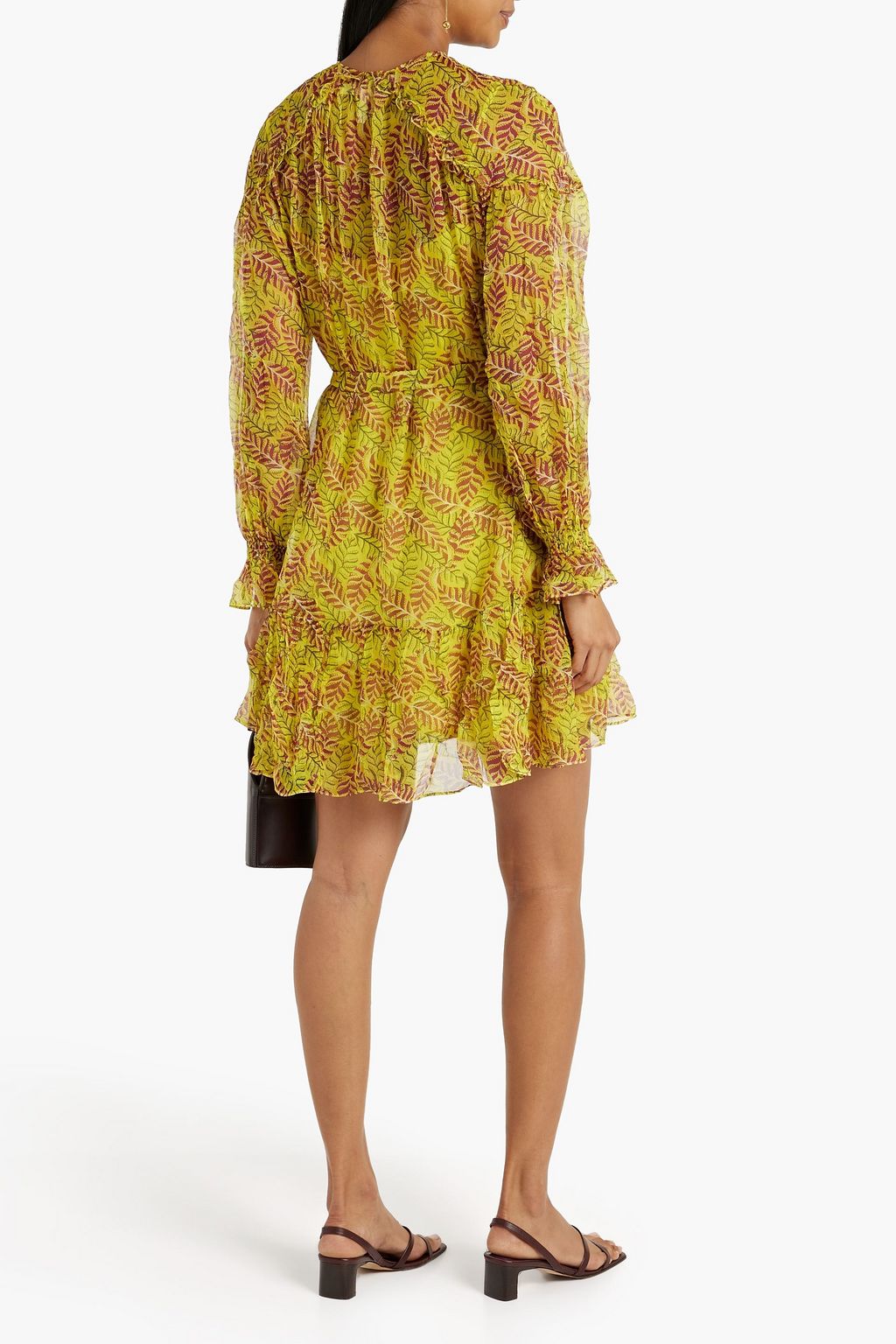 SALONI Pixie belted printed silk-crepon mini dress