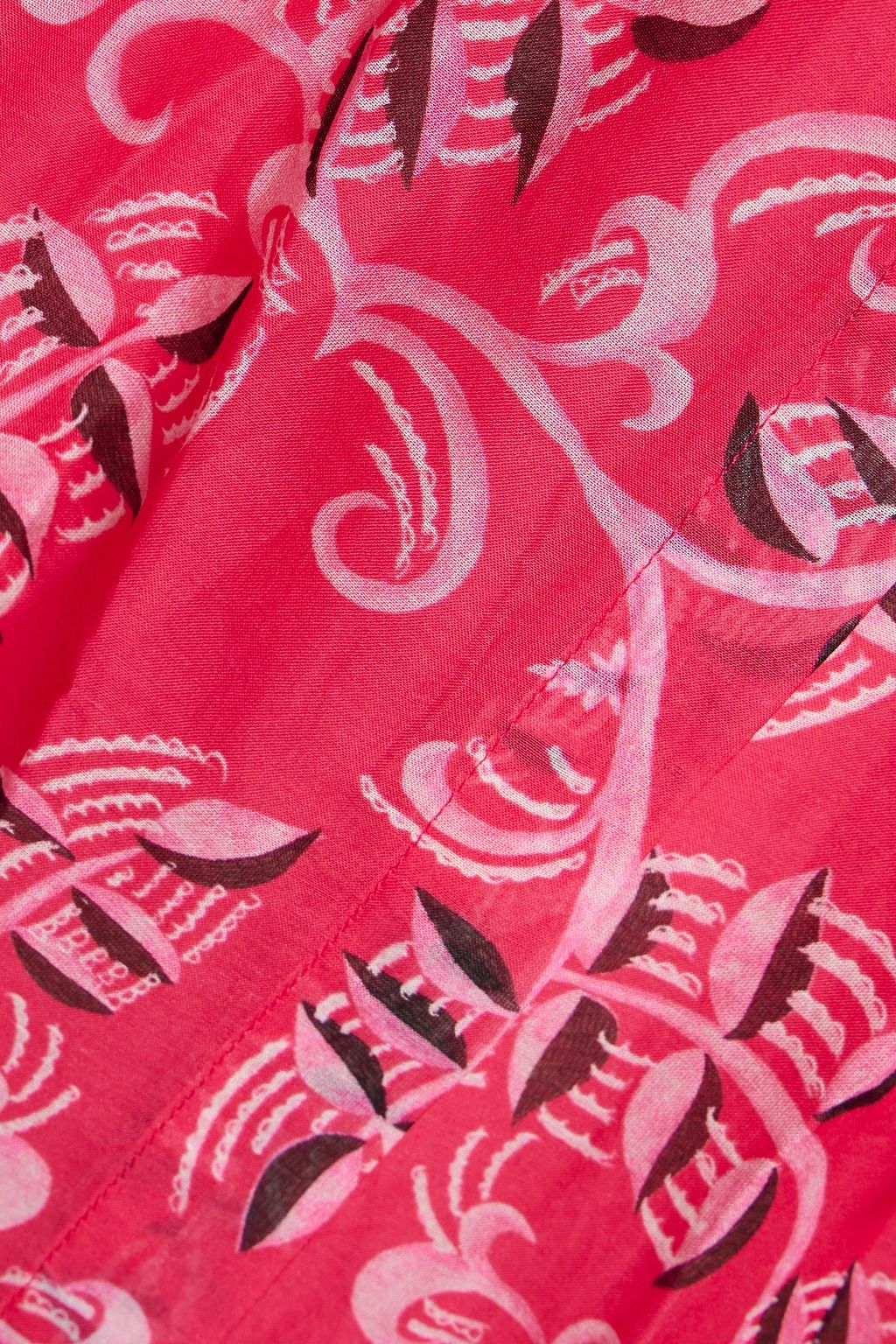 SALONI Tilda belted printed cotton and silk-blend voile mini dress