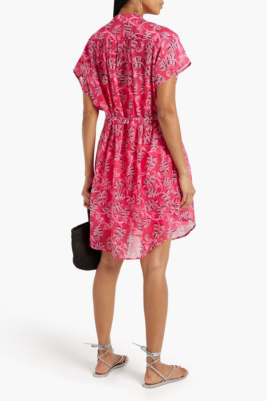 SALONI Tilda belted printed cotton and silk-blend voile mini dress ...