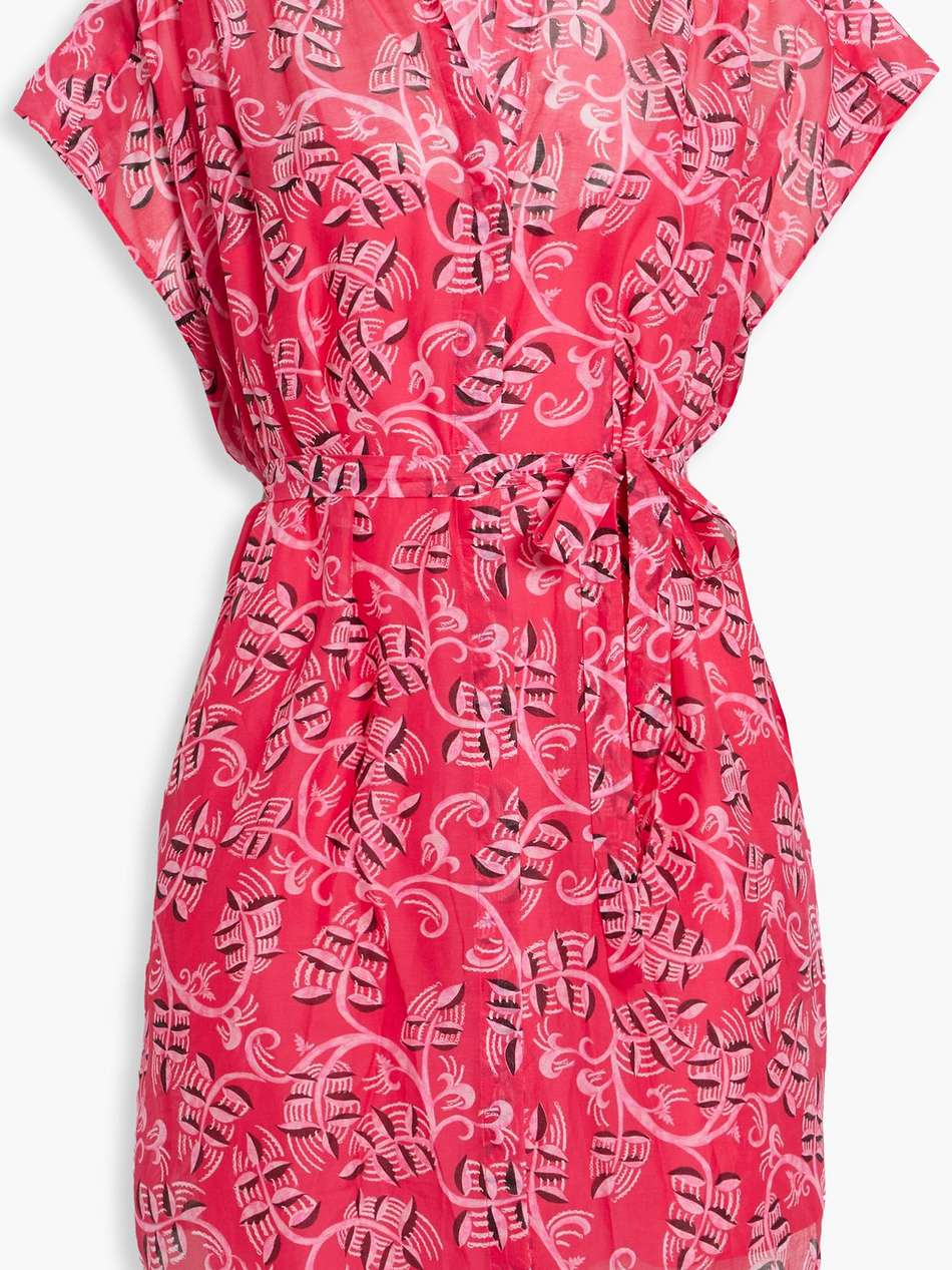 tilda belted printed cotton and silk-blend voile mini dress