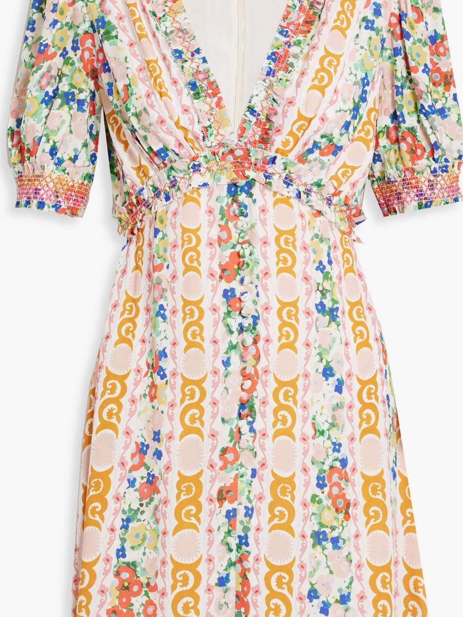 floral-print ecovera-blend crepe mini dress
