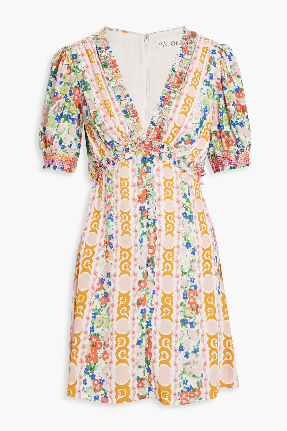 SALONI FLORAL-PRINT ECOVERA-BLEND CREPE MINI DRESS 3074457345635525727