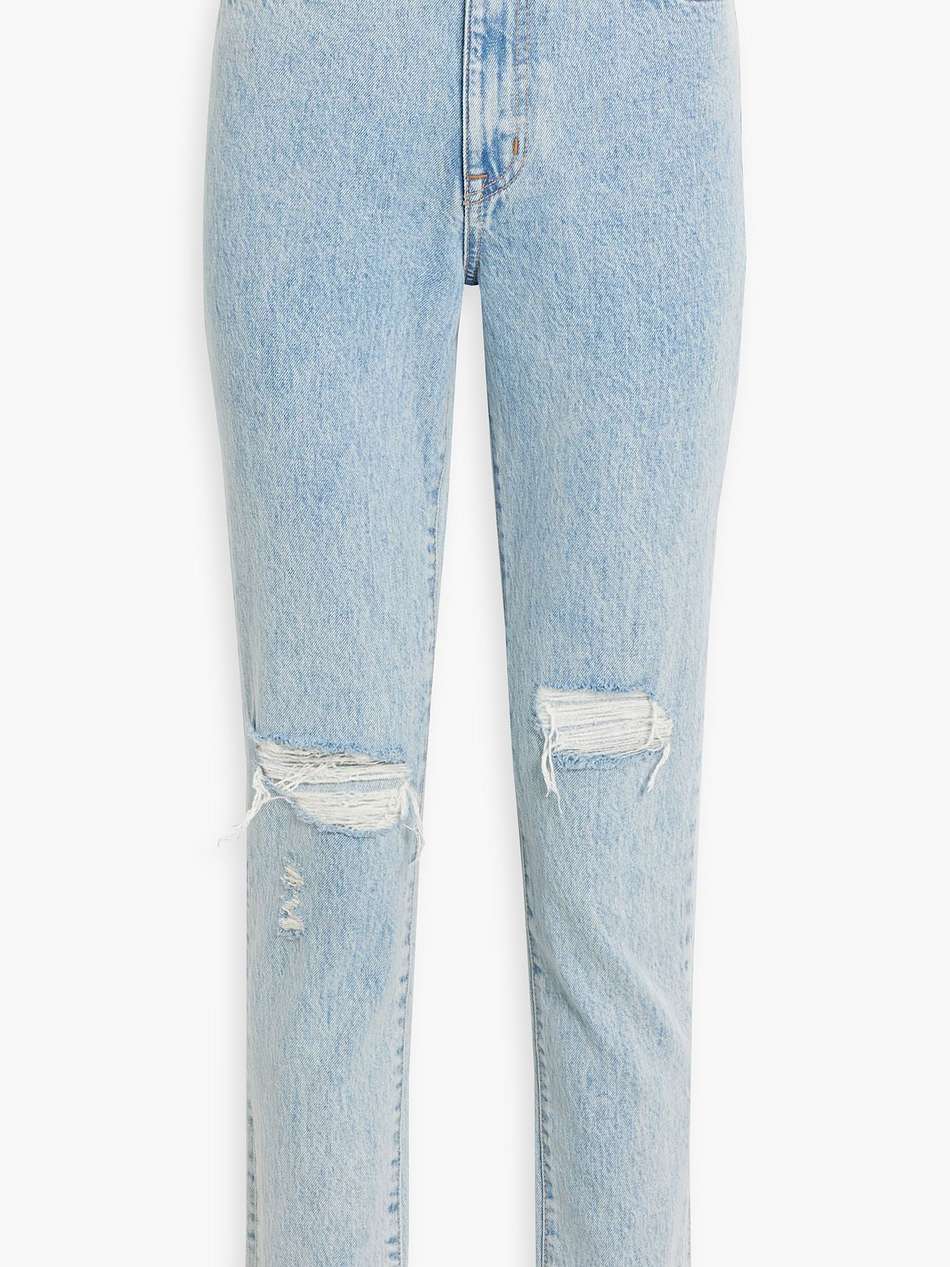 beatnik distressed high-rise slim-leg jeans