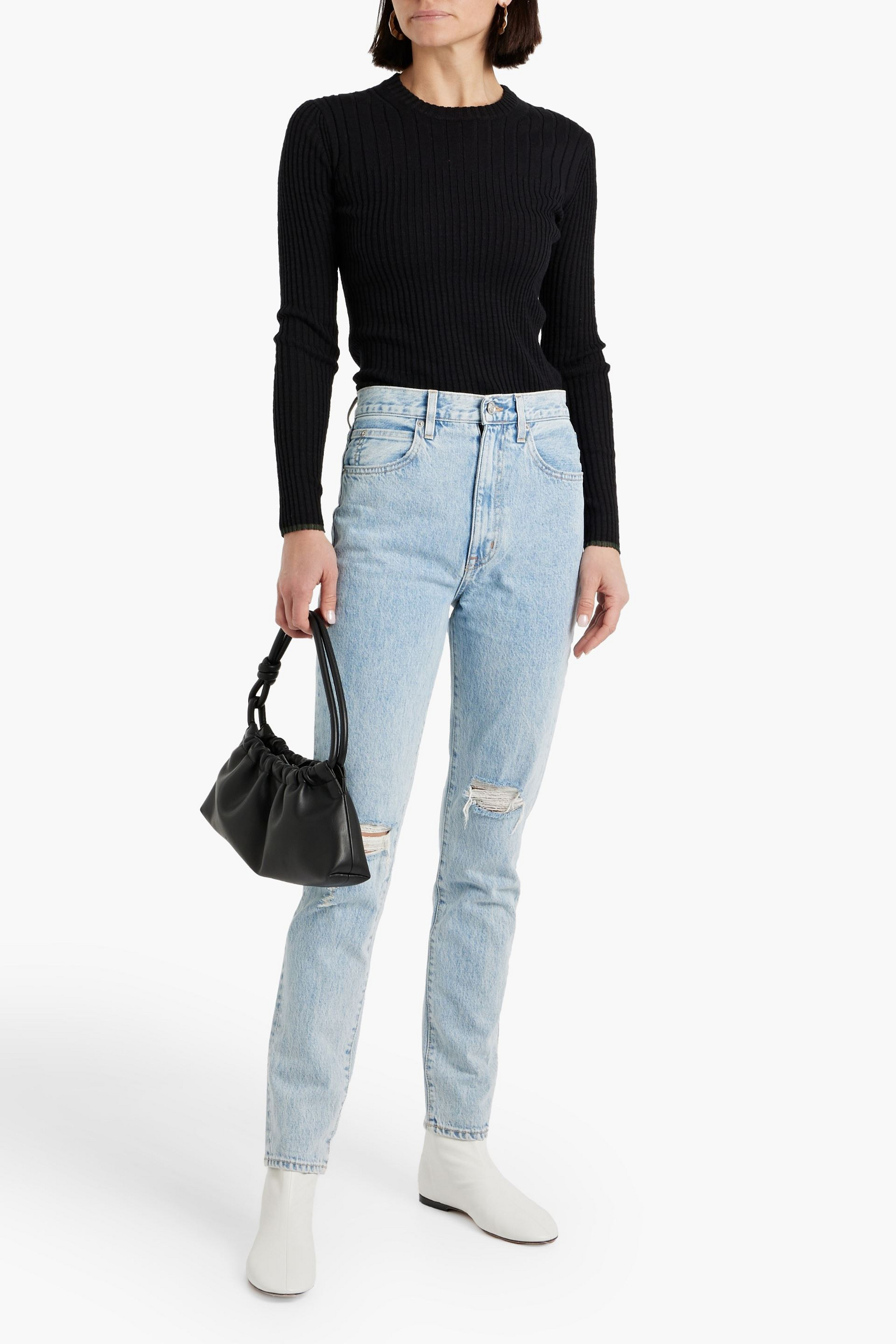 SLVRLAKE Beatnik distressed high-rise slim-leg jeans