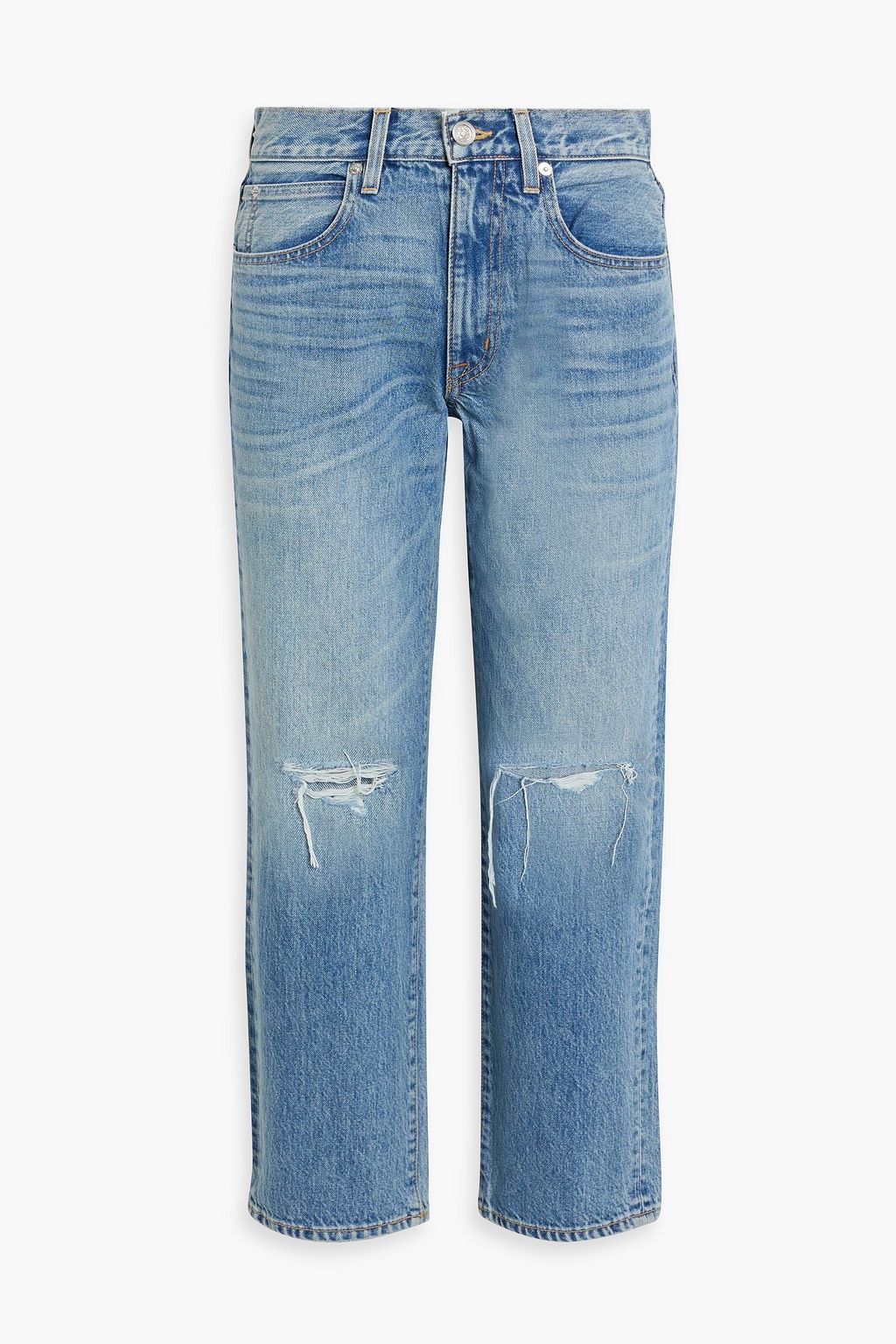 SLVRLAKE Sophie cropped distressed mid-rise straight-leg jeans | THE OUTNET