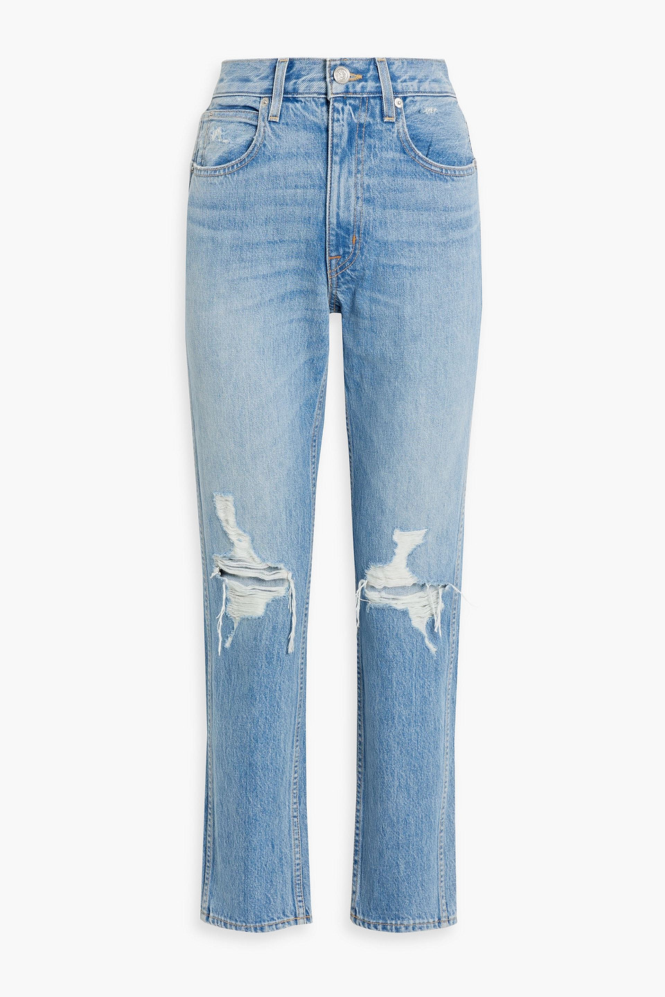 slvrlake - virginia distressed high-rise slim-leg jeans - blue - 27
