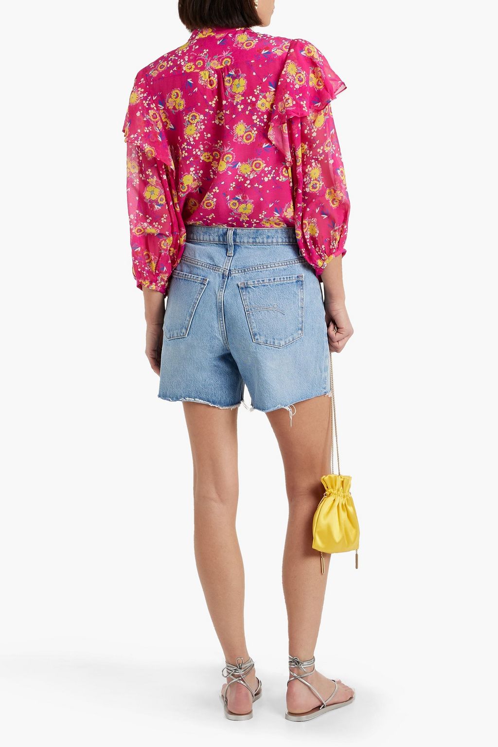SALONI Chloe chiffon-paneled floral-print silk crepe de chine blouse