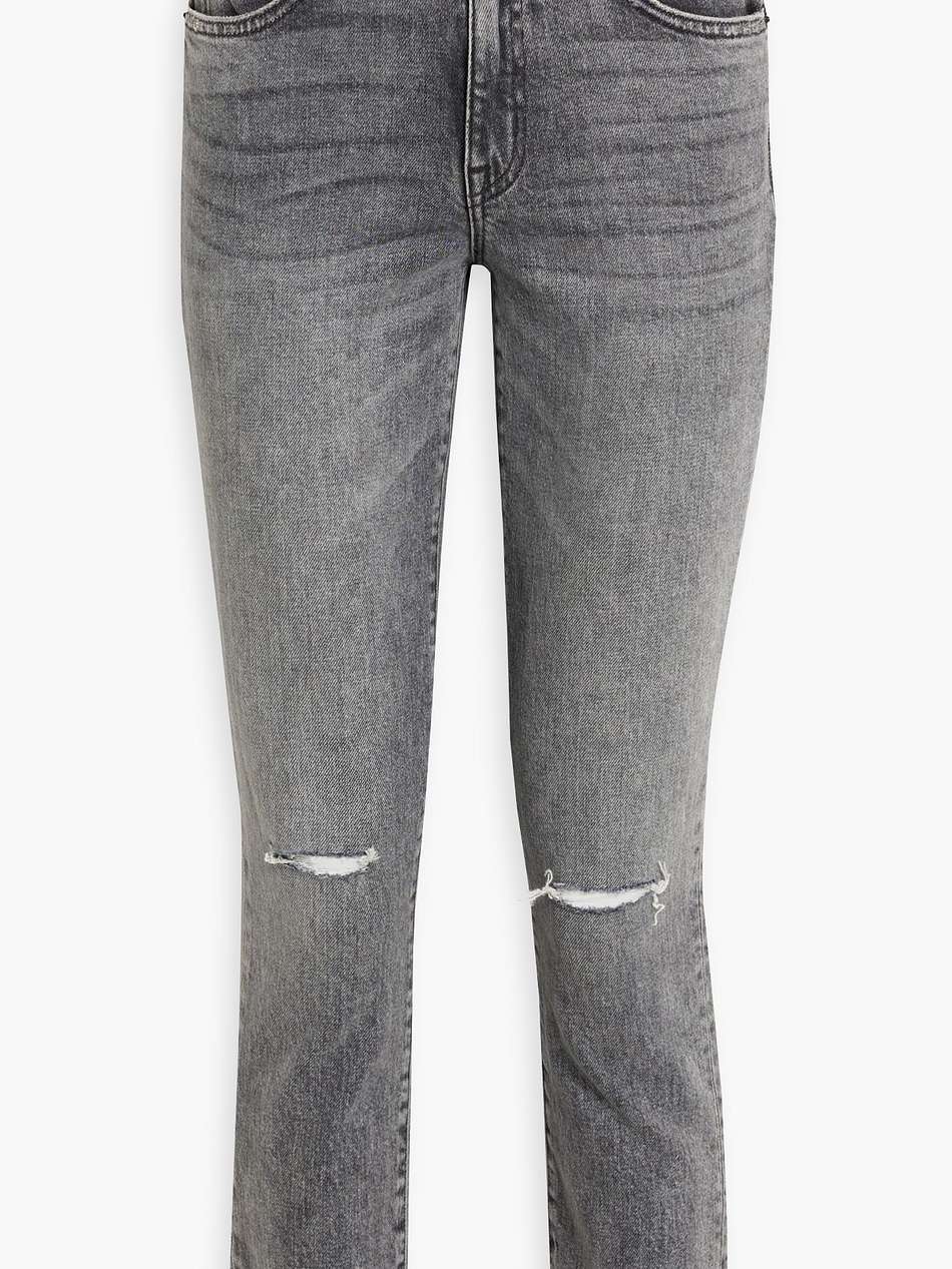 loulou cropped distressed mid-rise slim-leg jeans