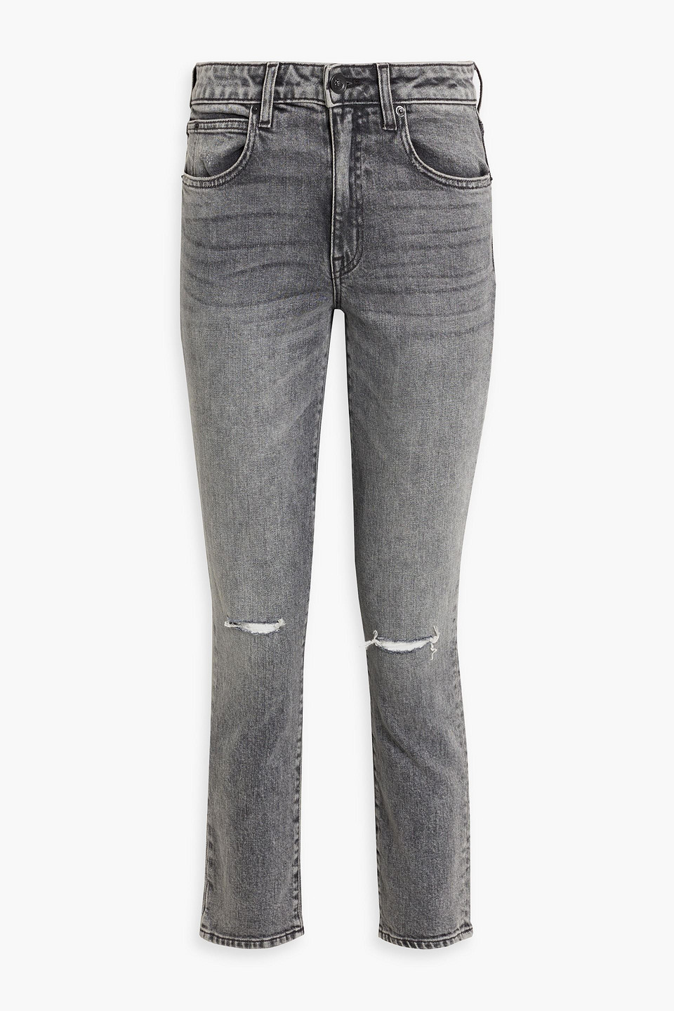 Loulou cropped distressed mid-rise slim-leg jeans