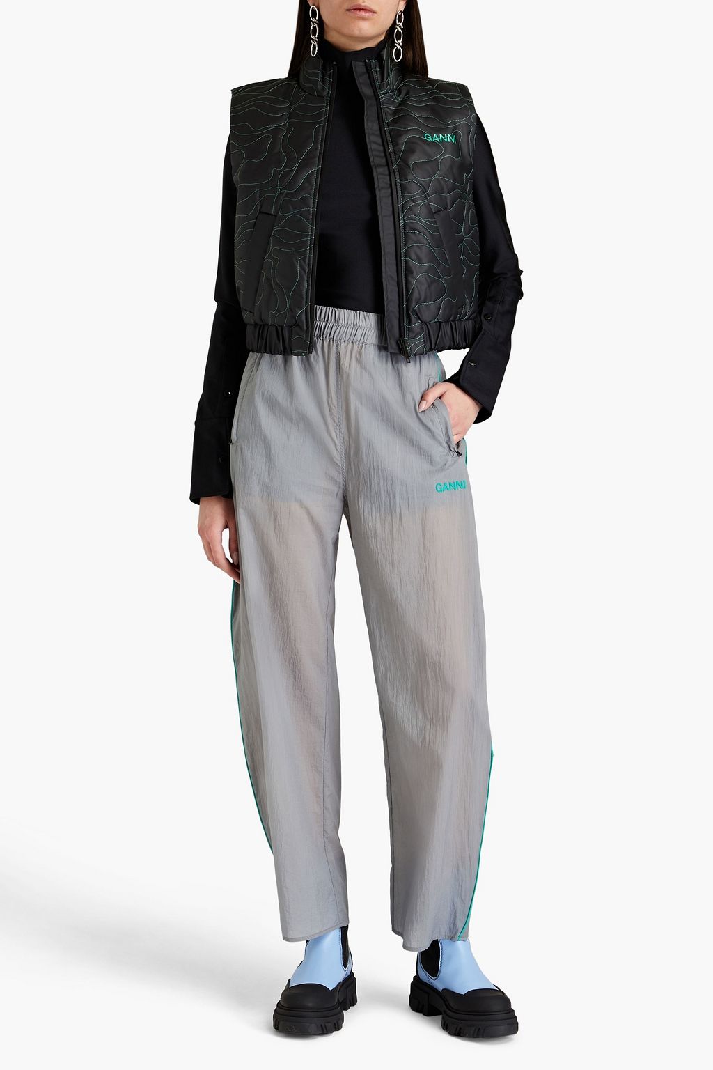 GANNI Track Pants aus Shell mit Stickereien