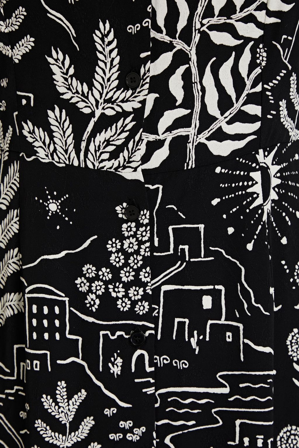 CLAUDIE PIERLOT فستان متوسط الطول على شكل قميص من الجاكار مطبّع برسومات