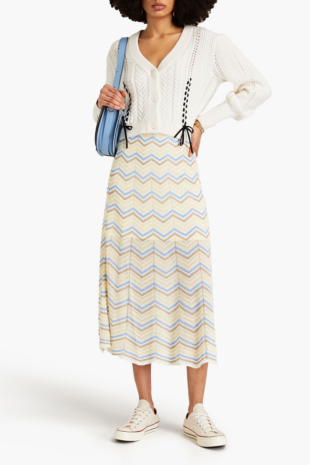 CLAUDIE PIERLOT Cable-knit wool and cotton-blend cardigan