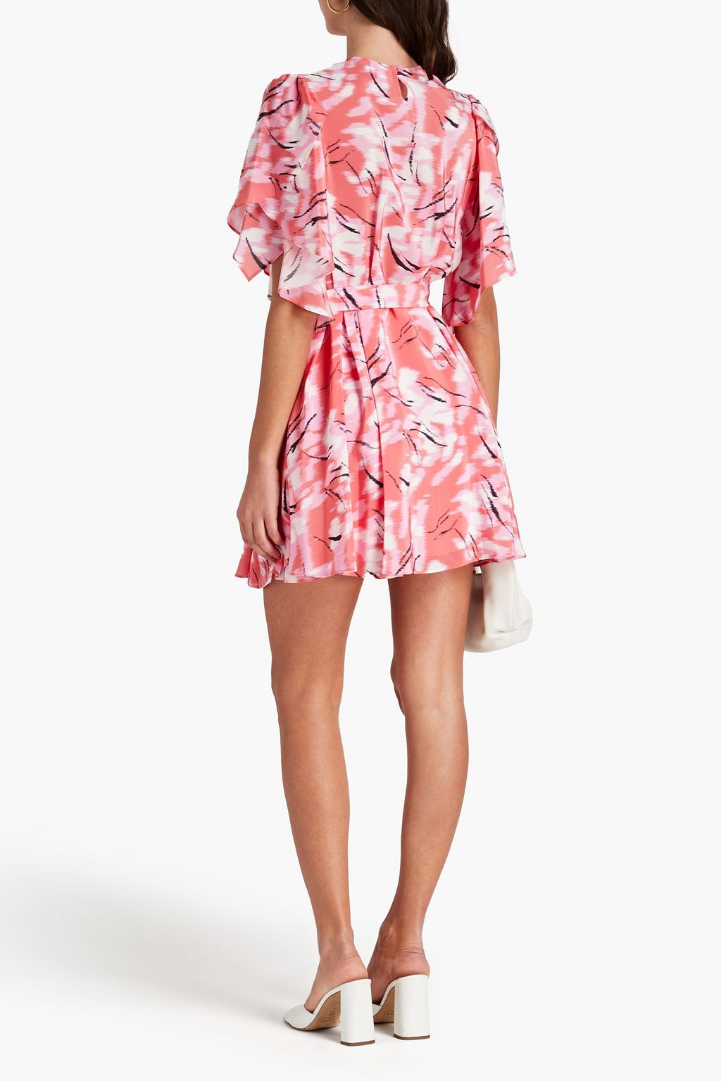 CLAUDIE PIERLOT Gathered printed silk crepe de chine mini dress