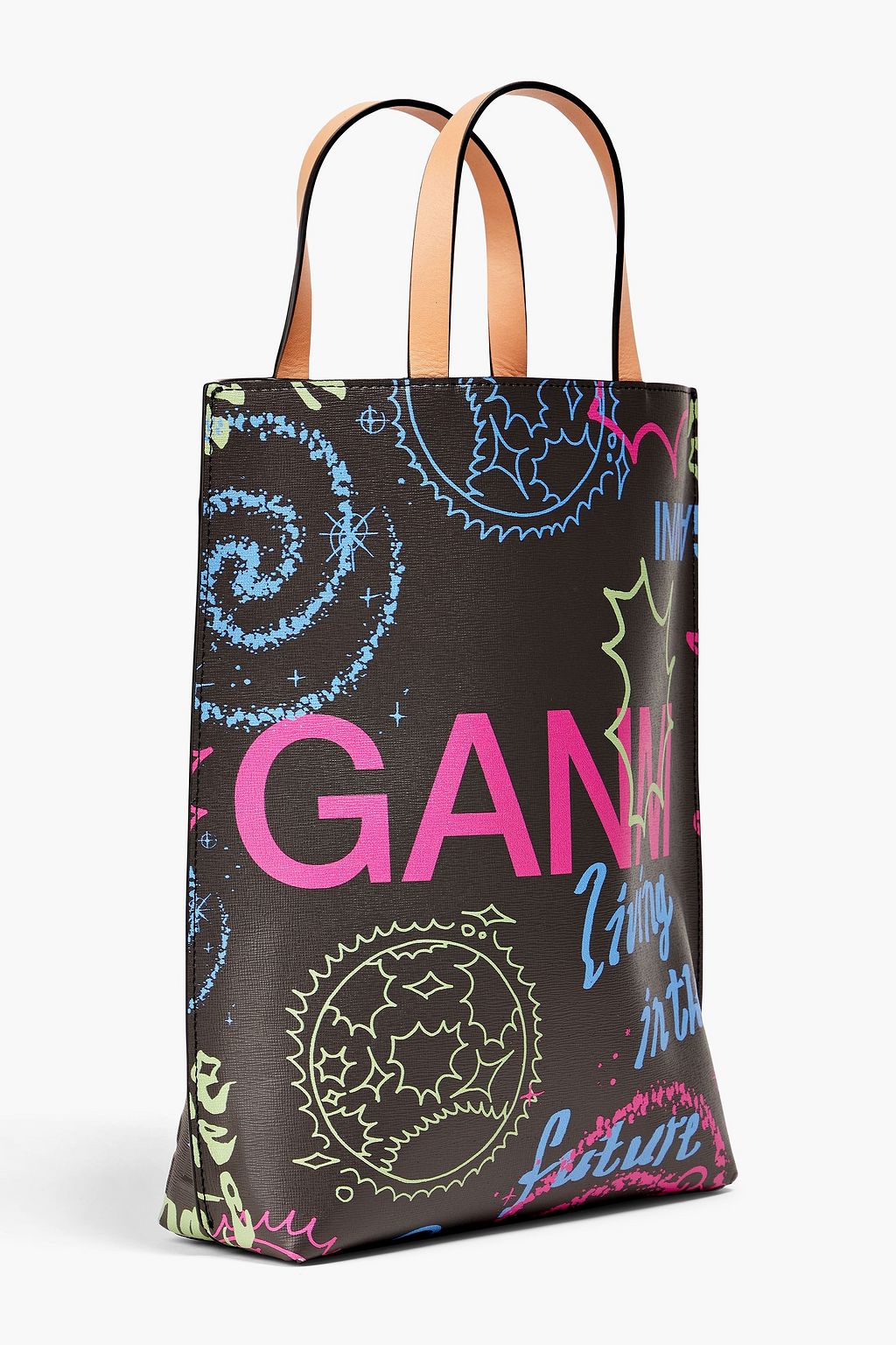 GANNI Banner printed texturedleather tote THE