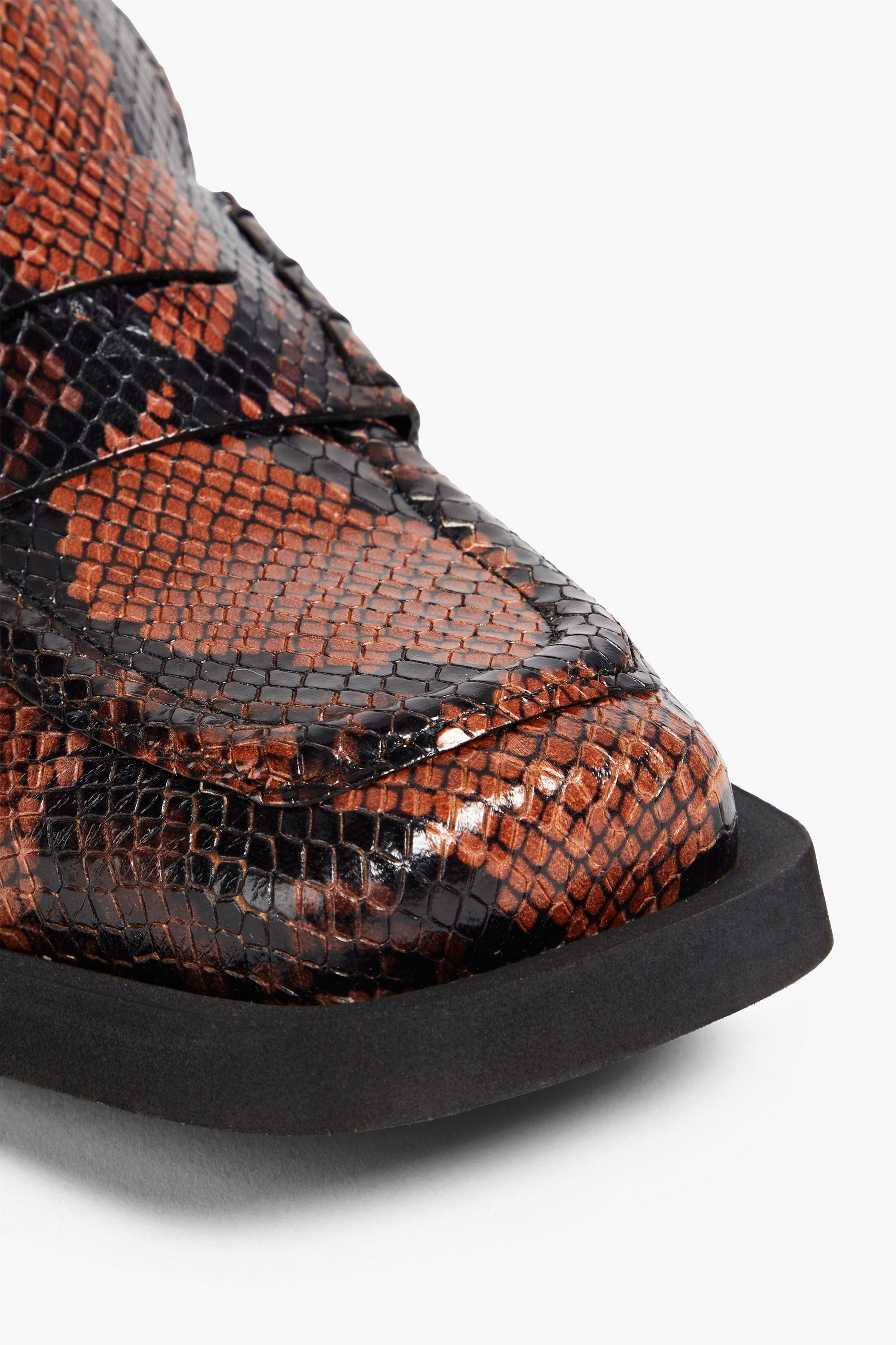 GANNI Snake-effect leather loafers