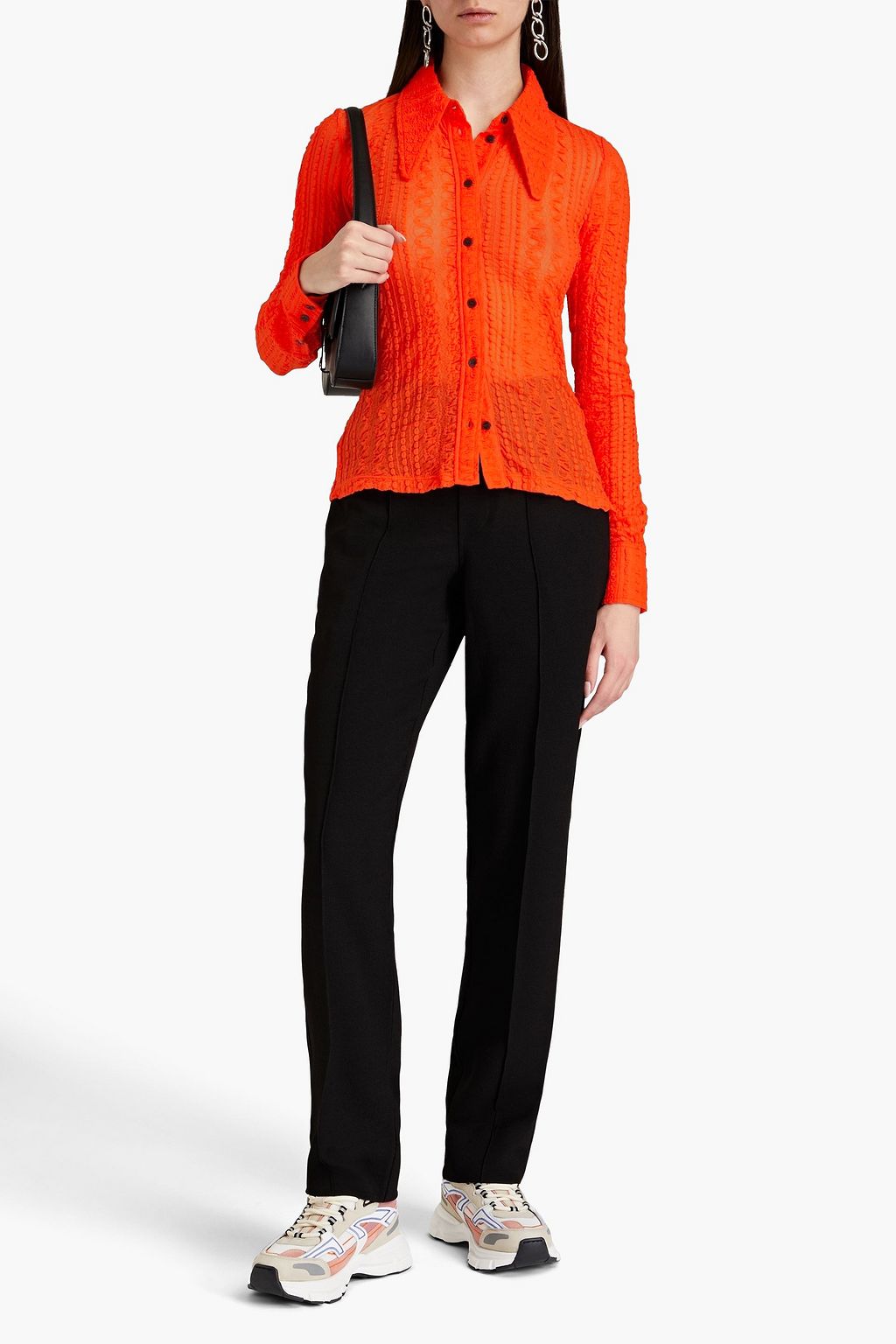 GANNI Stretch-cloqué shirt