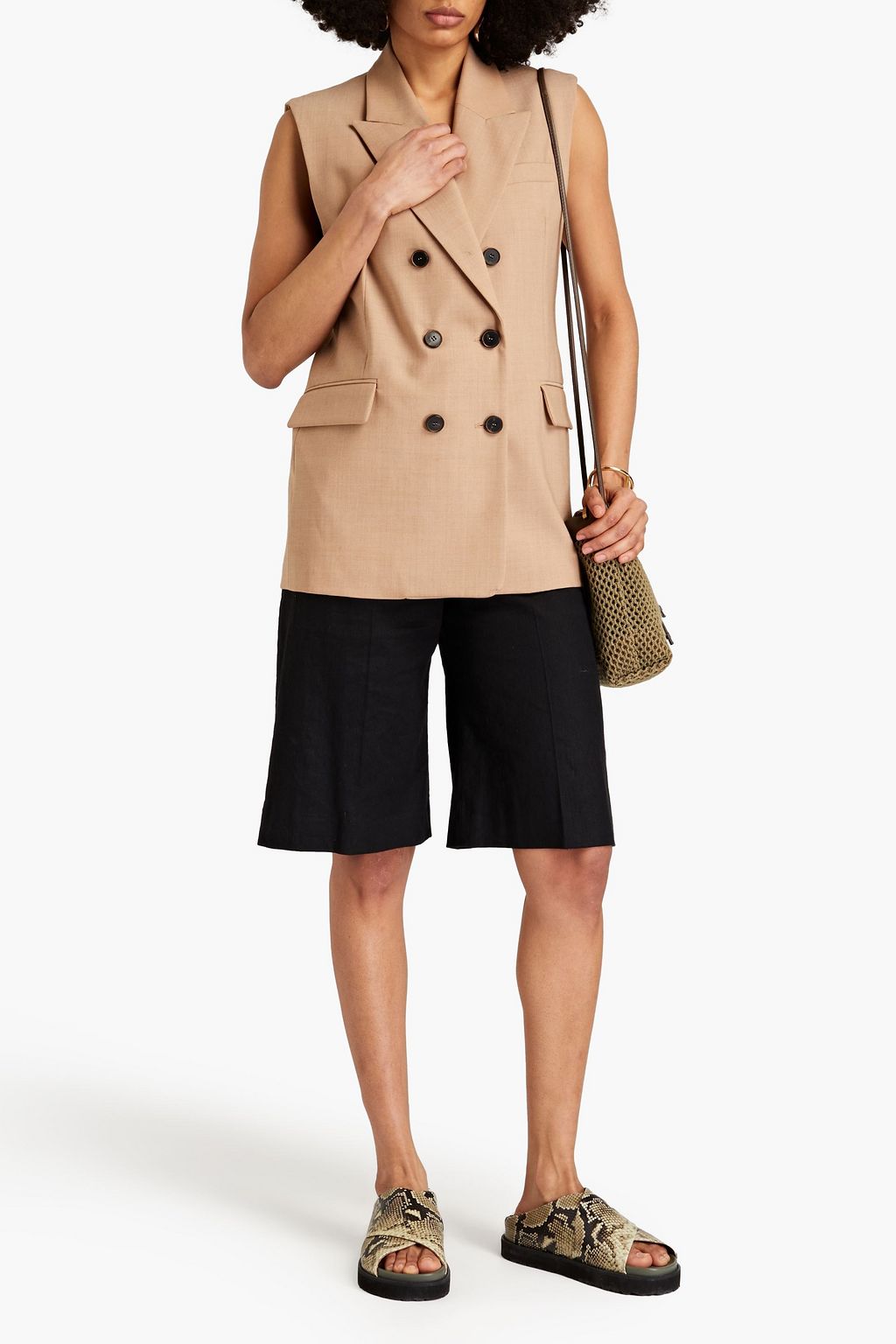 CLAUDIE PIERLOT Doppelreihige Weste aus Twill aus einer Wollmischung