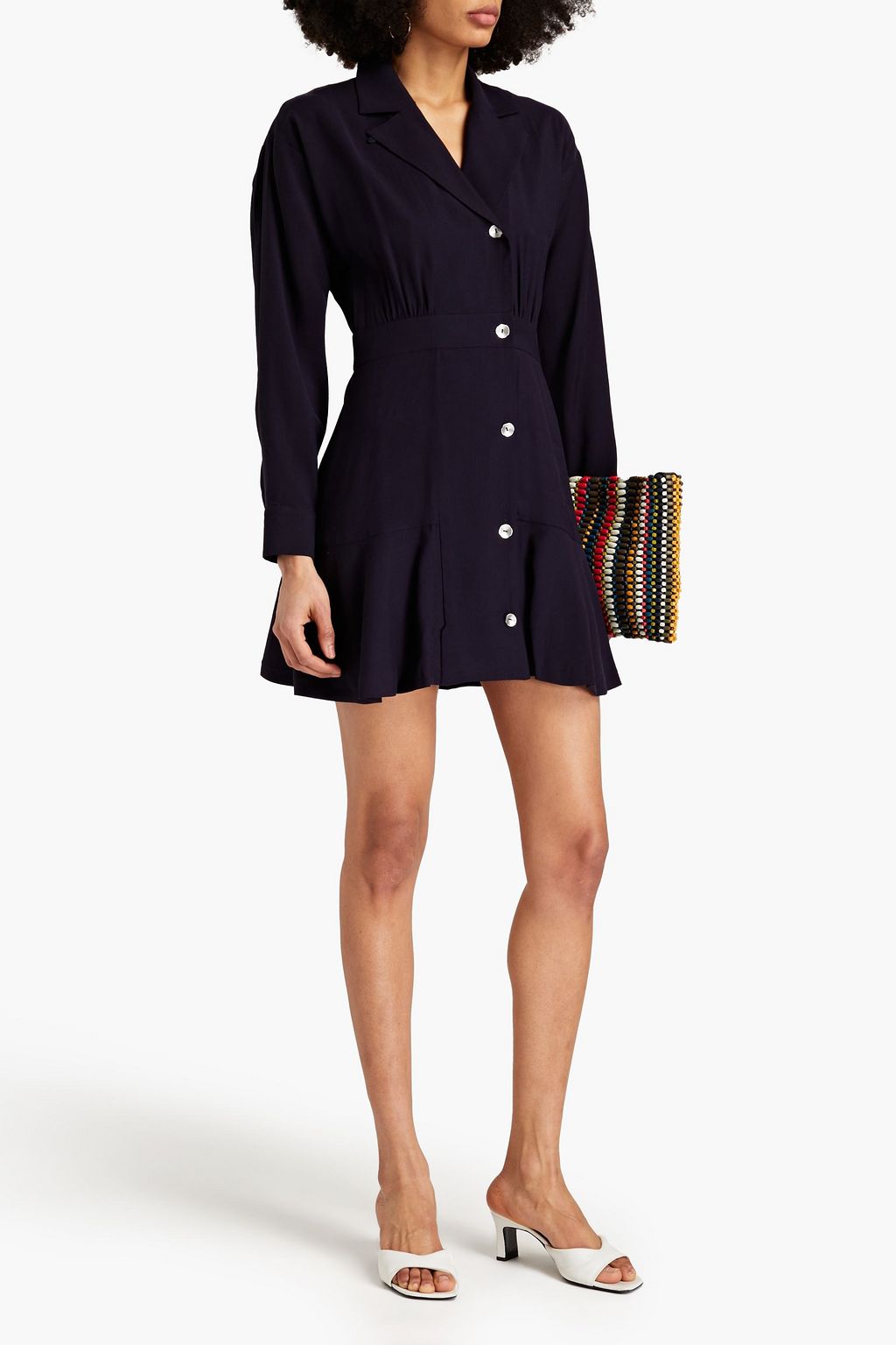 CLAUDIE PIERLOT Gathered twill mini shirt dress