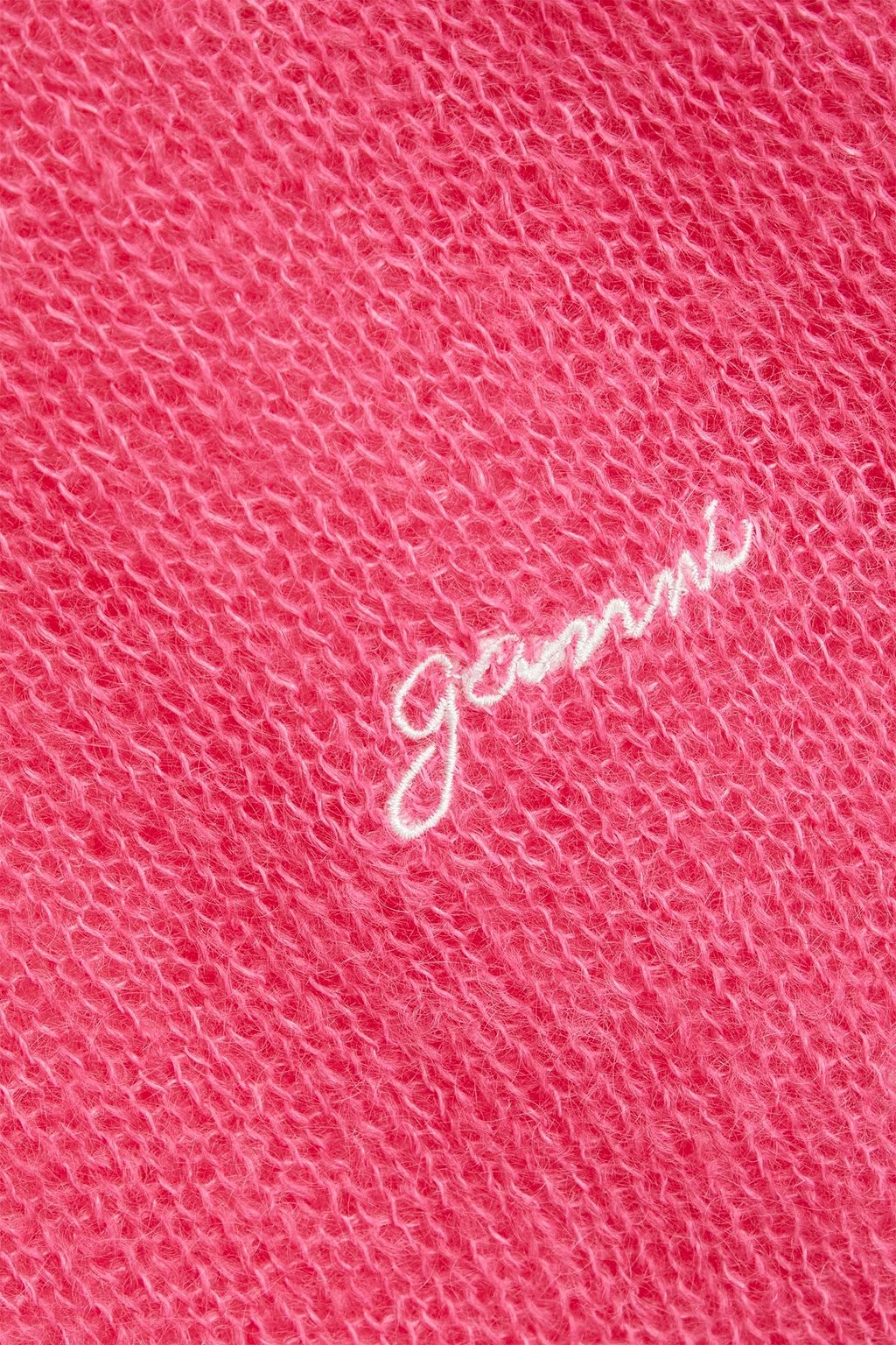 GANNI Embroidered mohair-blend sweater