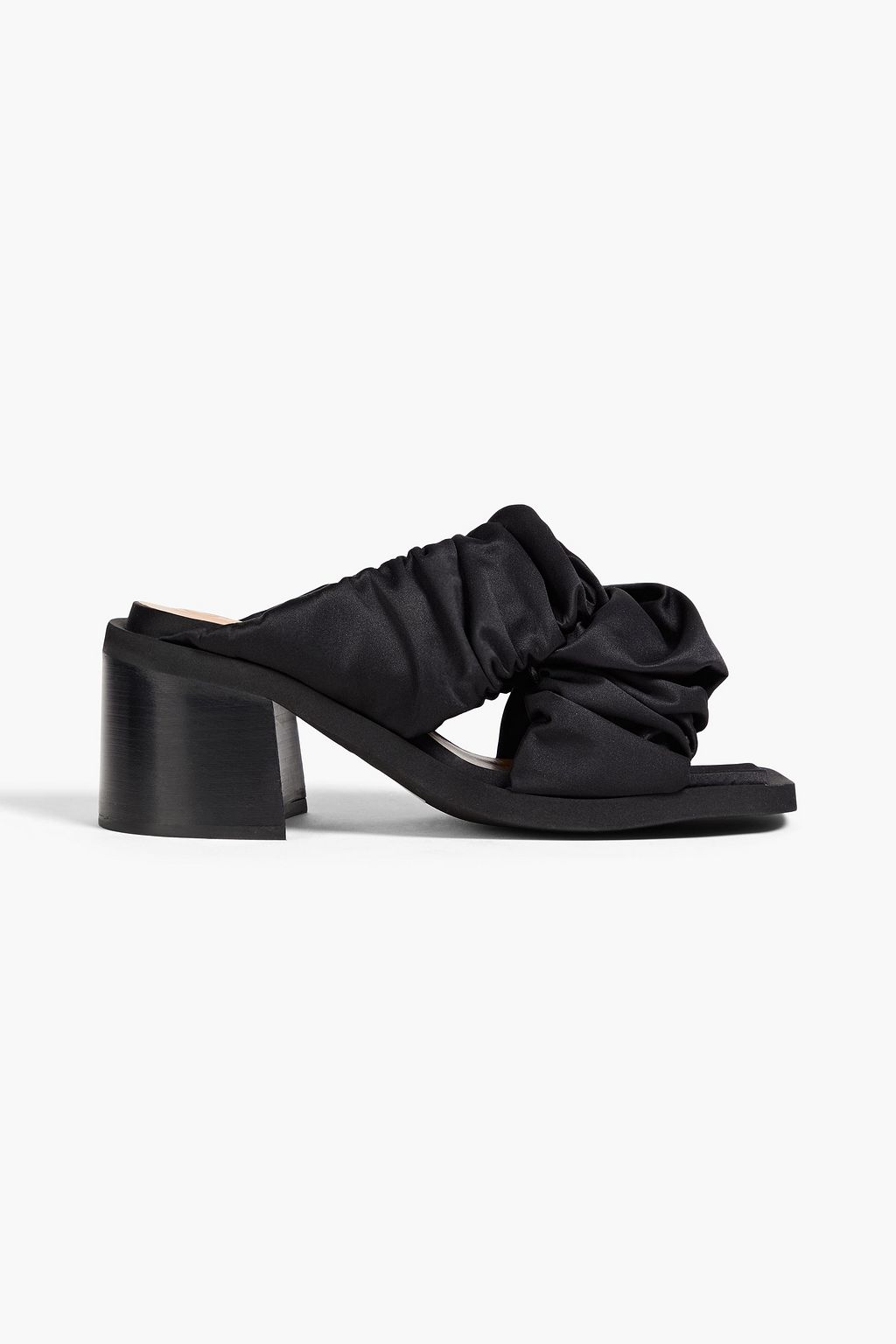 GANNI Ruched satin mules | THE OUTNET