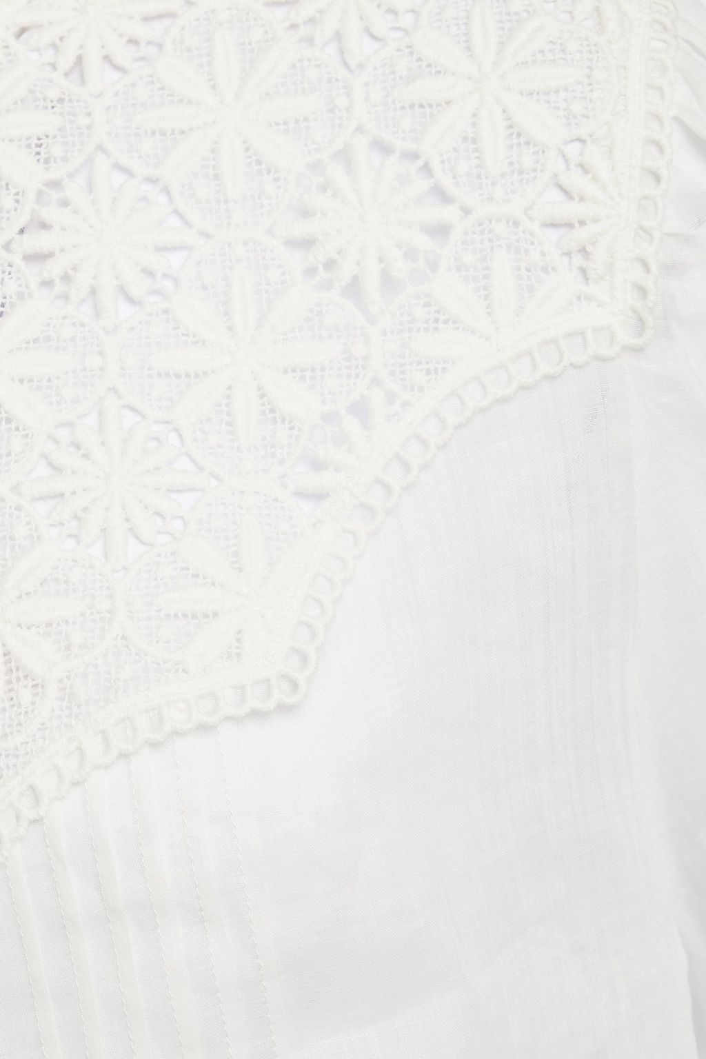 CLAUDIE PIERLOT Baladine guipure lace-paneled ramie-mousseline blouse
