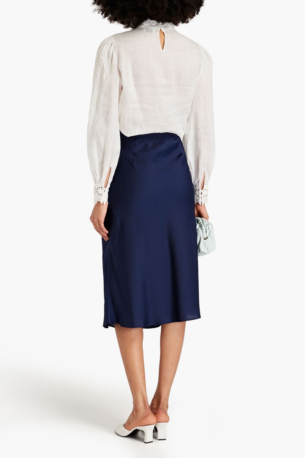 CLAUDIE PIERLOT Baladine guipure lace-paneled ramie-mousseline blouse