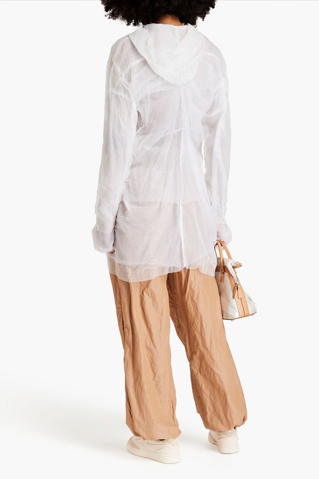 MAISON MARGIELA جاكيت بغطاء رأس من الحرير الرقيق من عدة طبقات