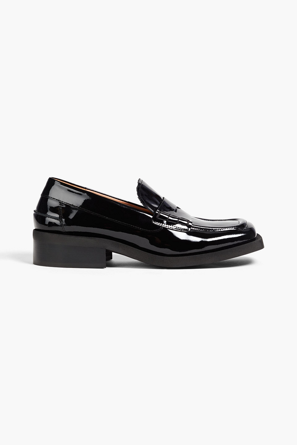 Ganni Patent-leather Loafers In Black