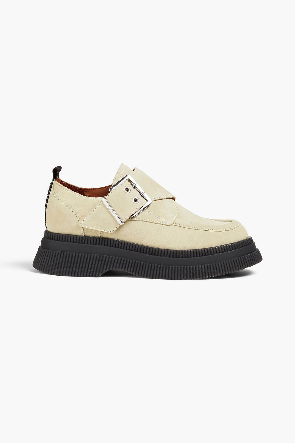 Ganni Buckled Suede Loafers In Neutrals