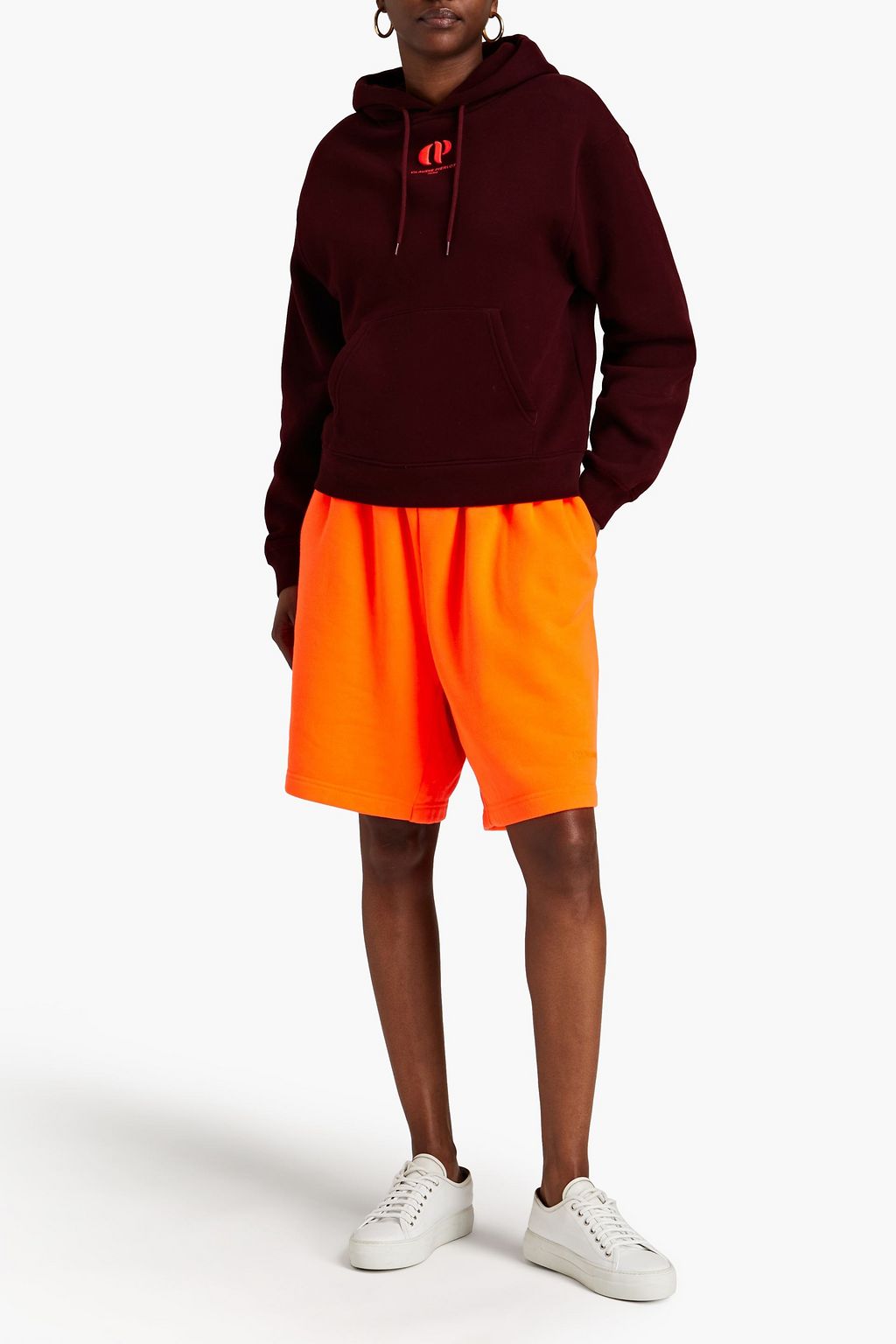 CLAUDIE PIERLOT Bloom embroidered printed cotton-blend fleece hoodie