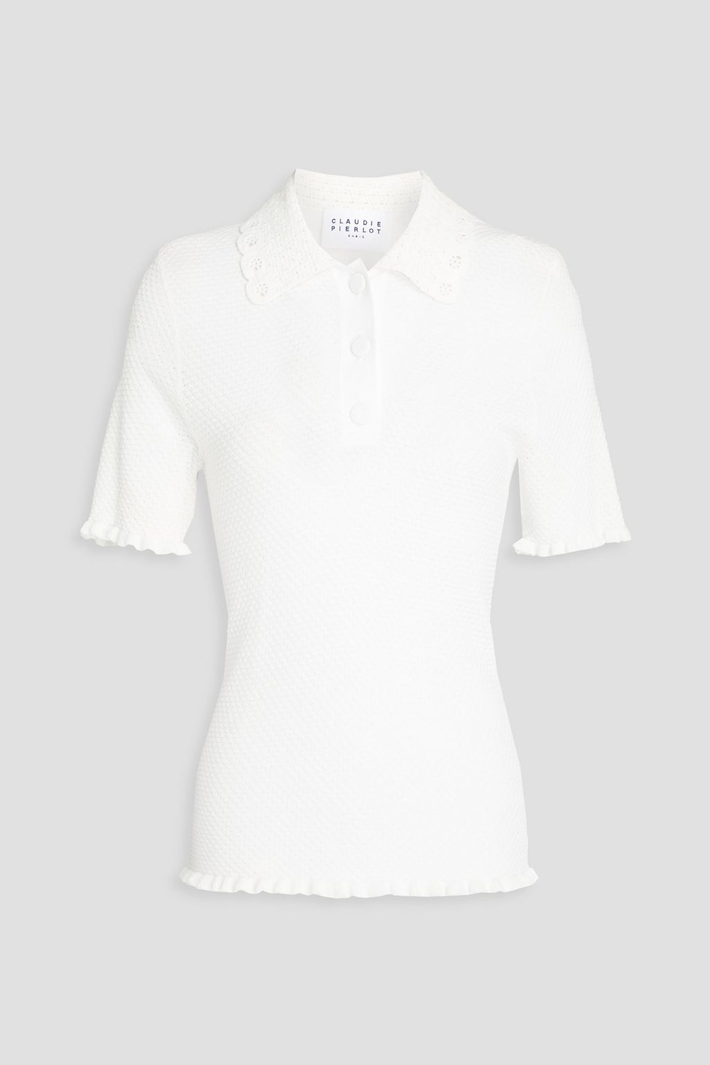 CLAUDIE PIERLOT Crochetknit polo shirt THE