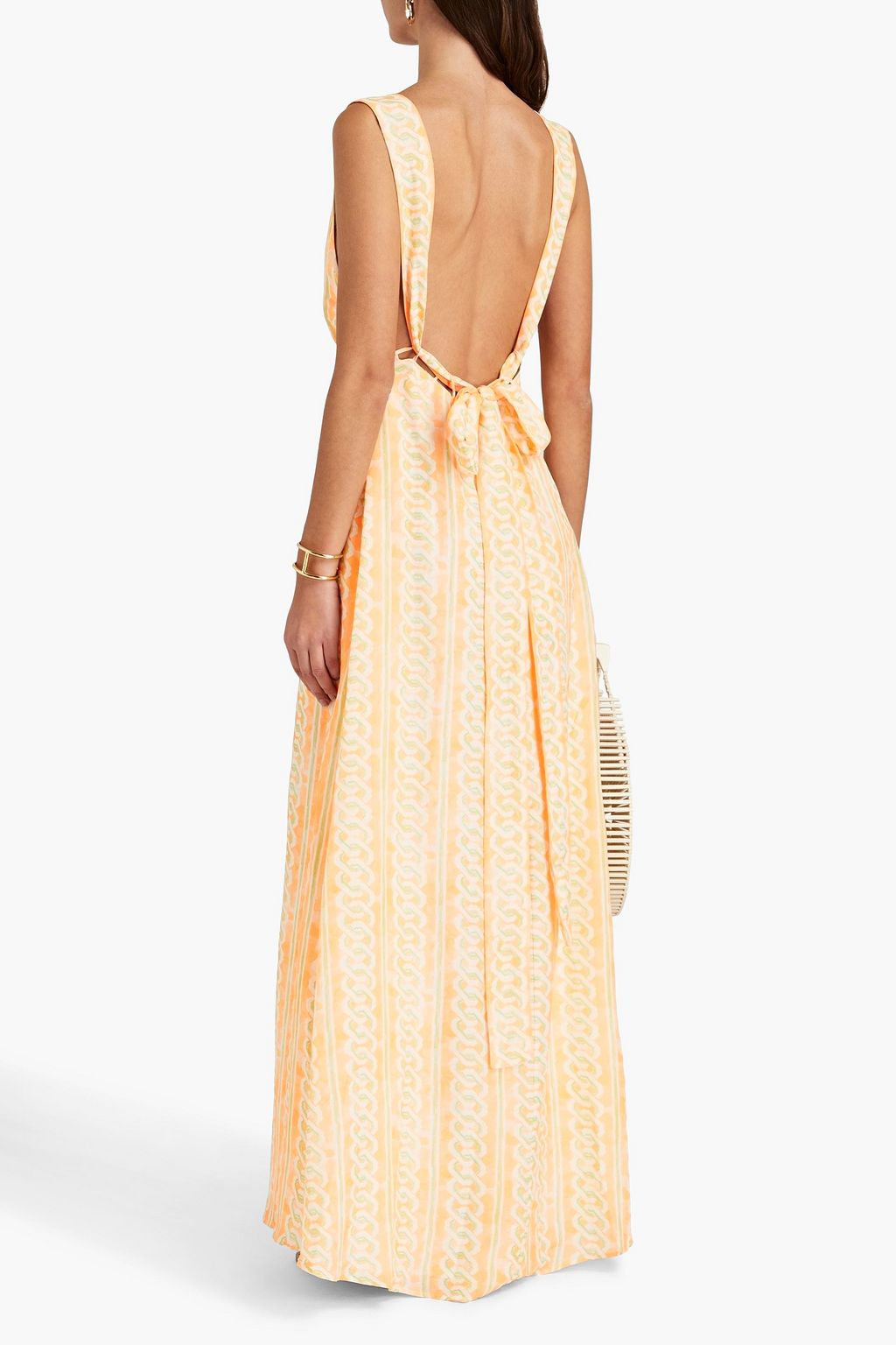 CLAUDIE PIERLOT Maillon open-back printed crepe de chine maxi dress