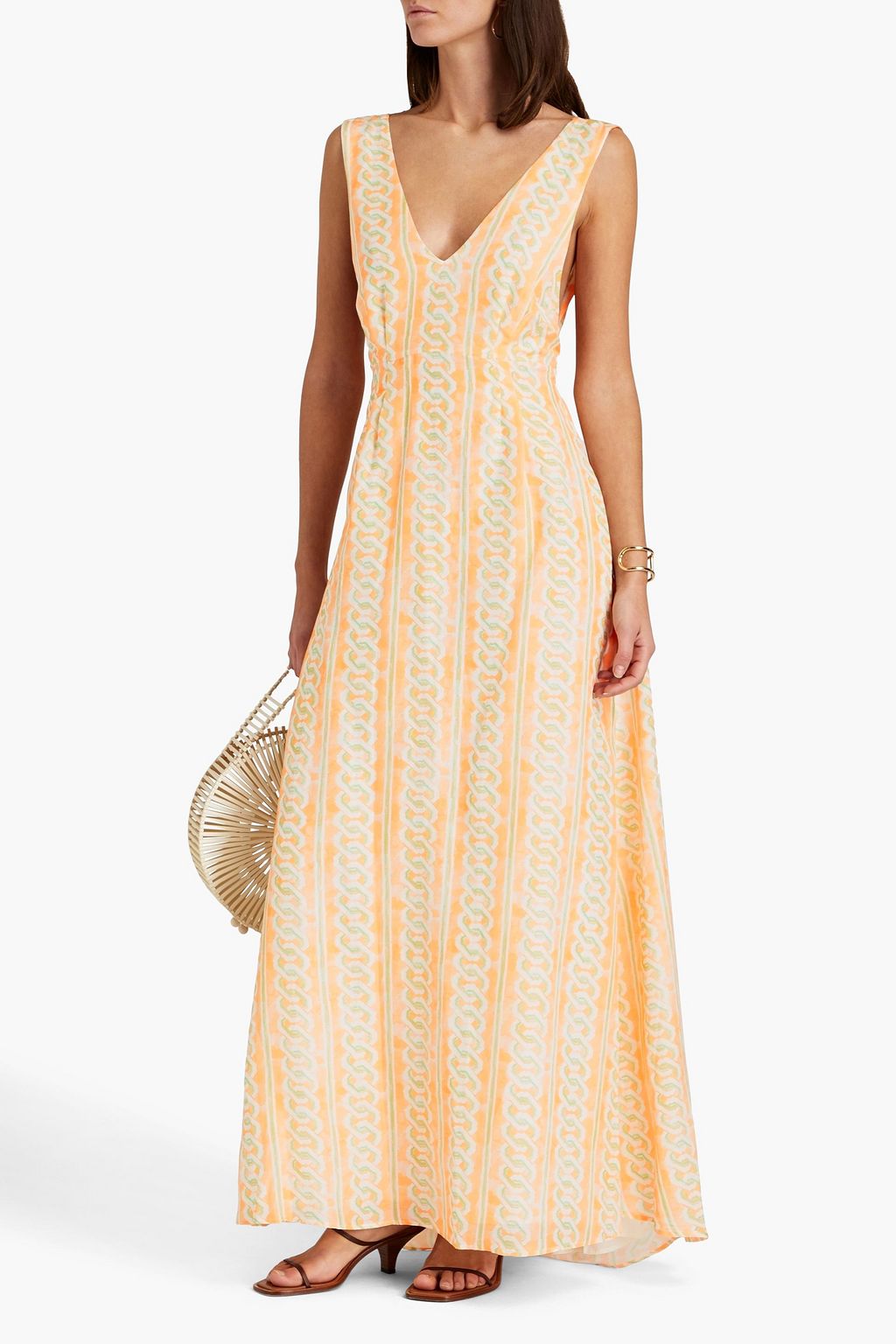 CLAUDIE PIERLOT Maillon open-back printed crepe de chine maxi dress