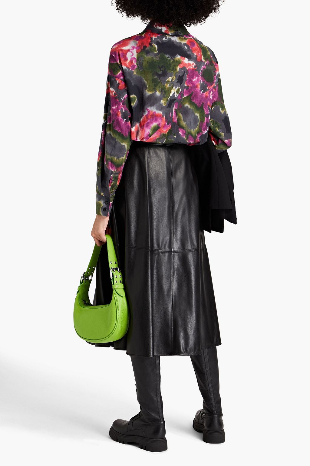 MSGM Flared faux leather midi skirt