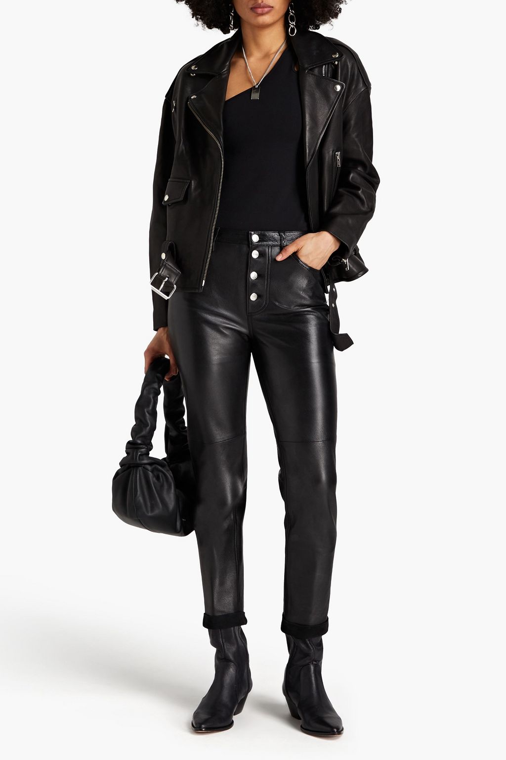 IRO Otori suede-trimmed leather tapered pants