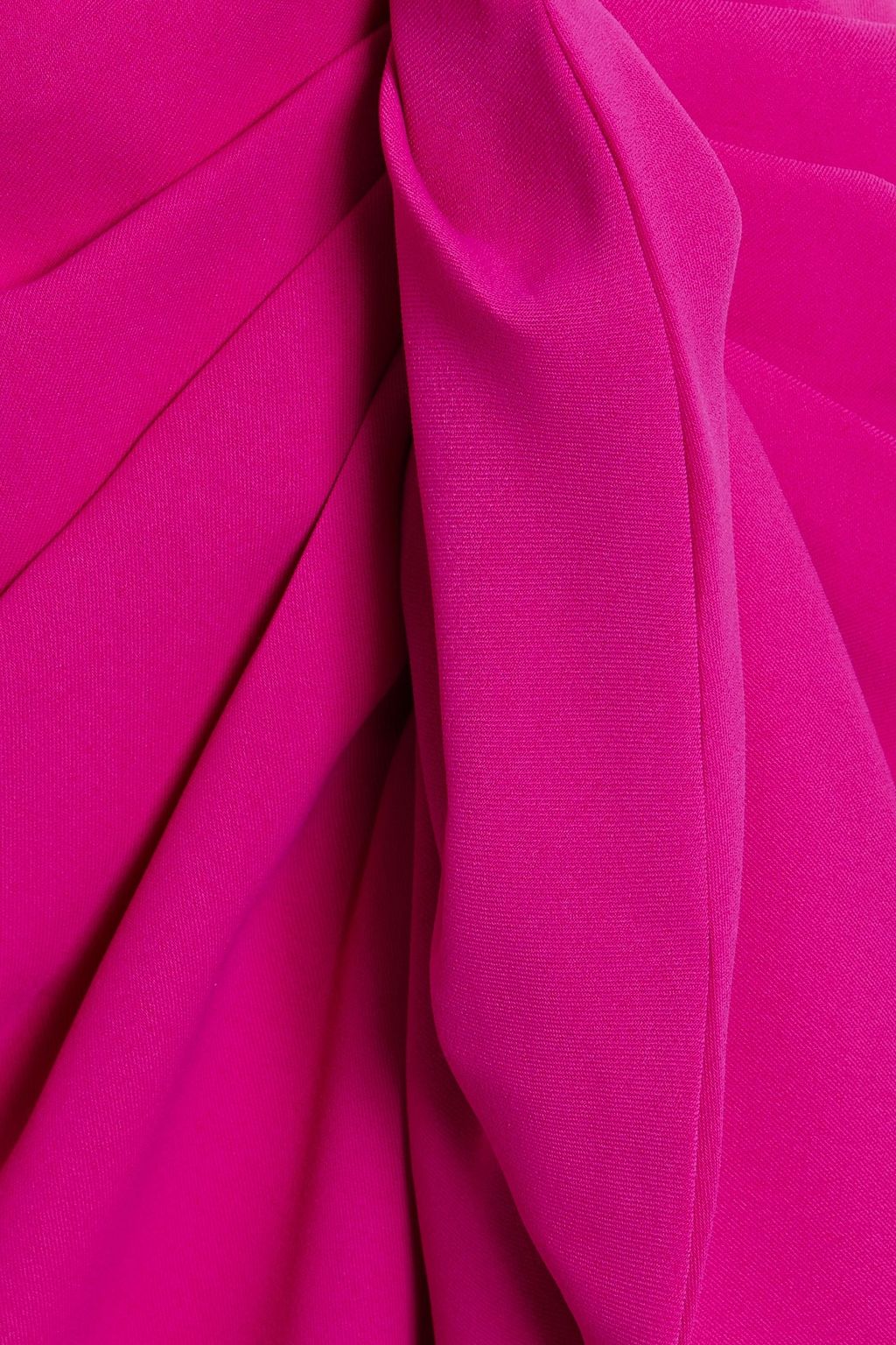 RHEA COSTA One-shoulder draped cady gown