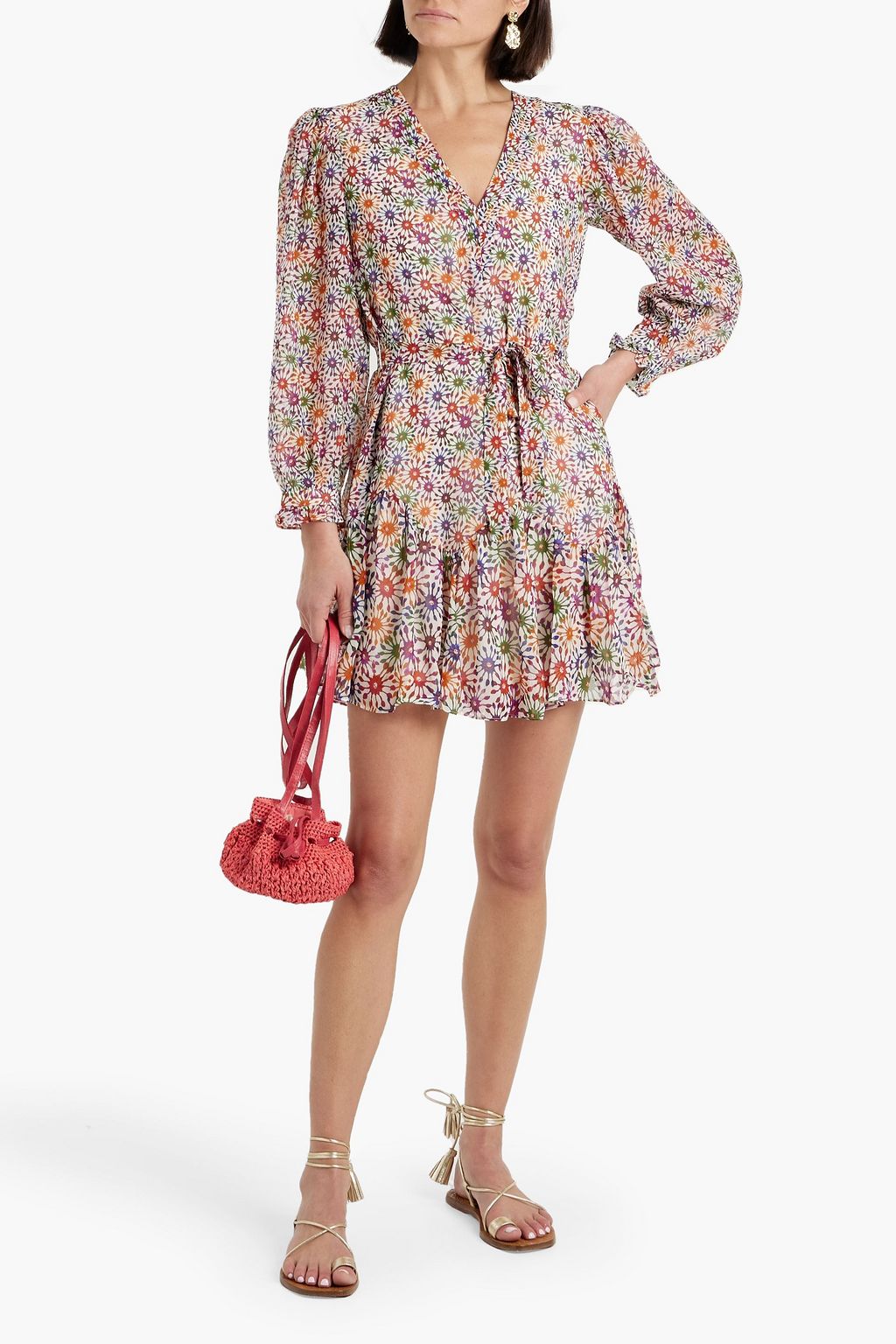 SALONI Franca belted floral-print silk-chiffon mini dress | THE OUTNET