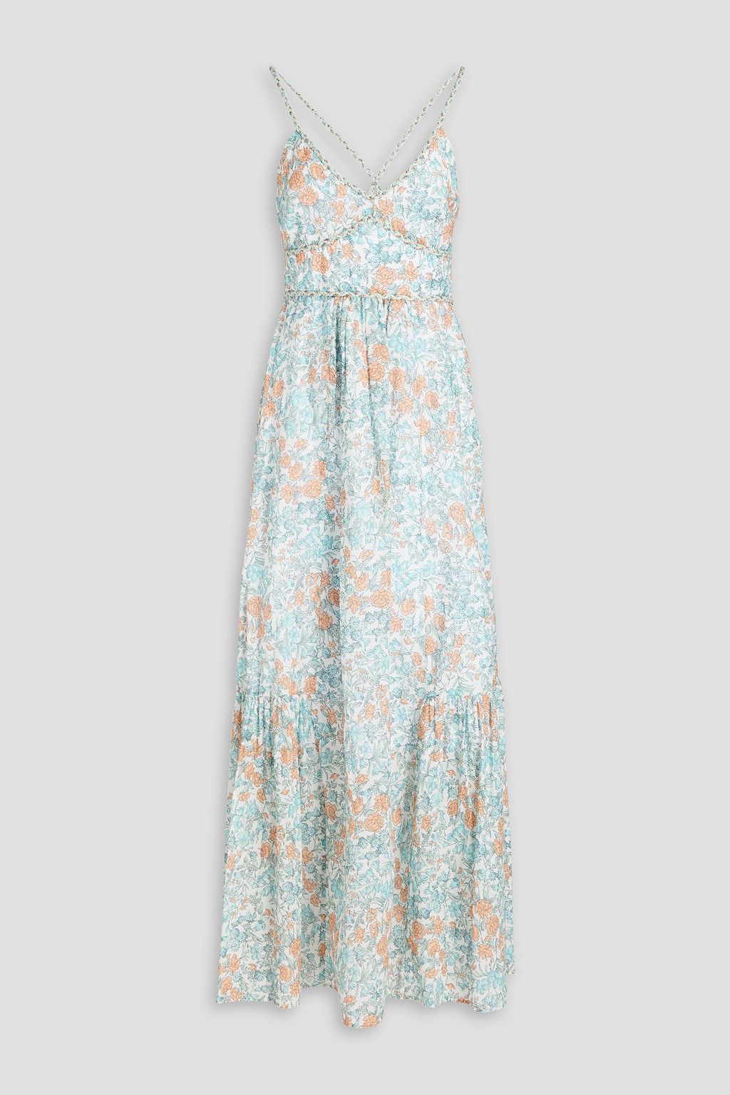 CLAUDIE PIERLOT Rolim lace-up floral-print cotton maxi dress | THE OUTNET