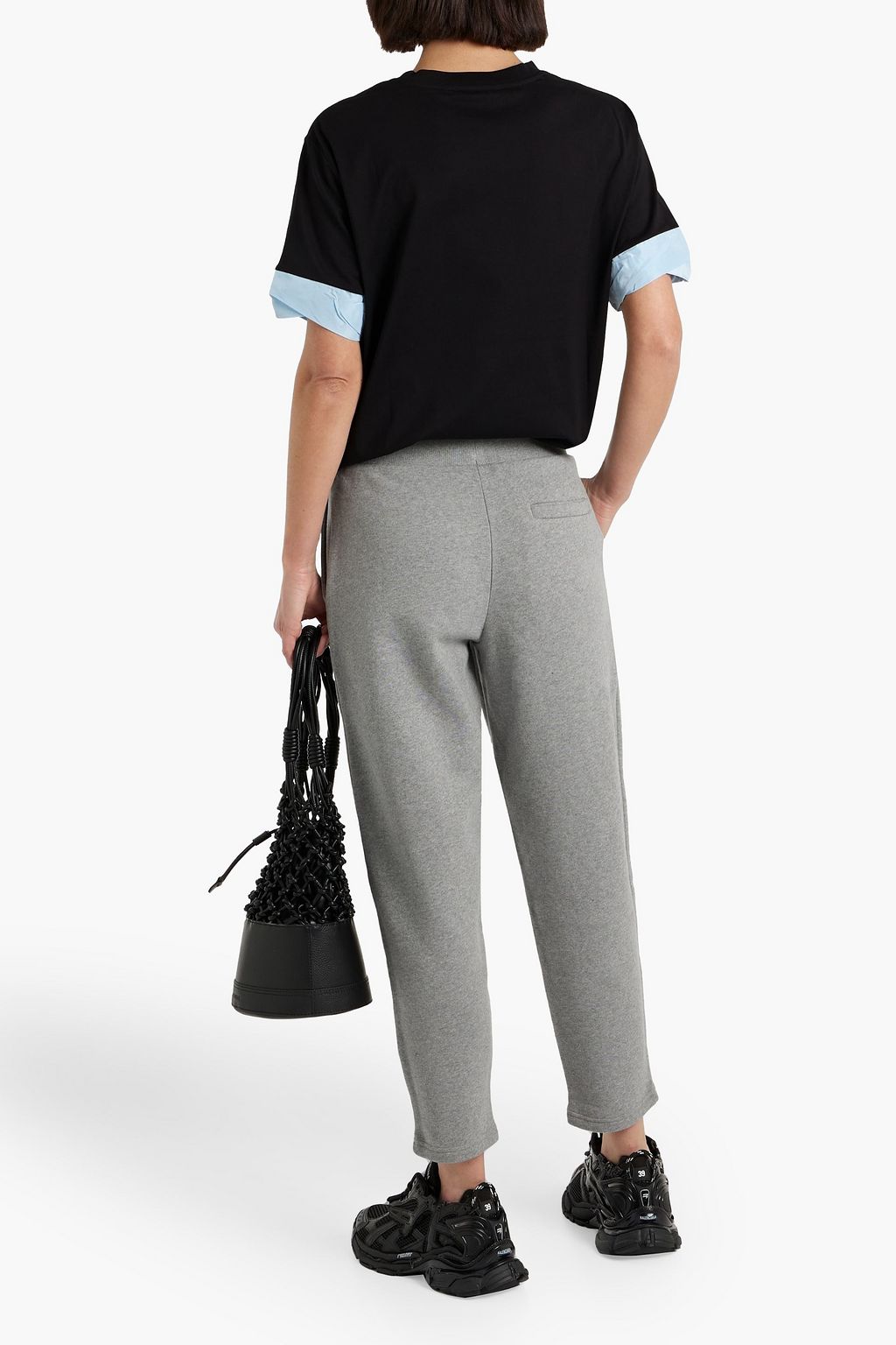GIVENCHY Cropped pleated cotton-fleece track pants