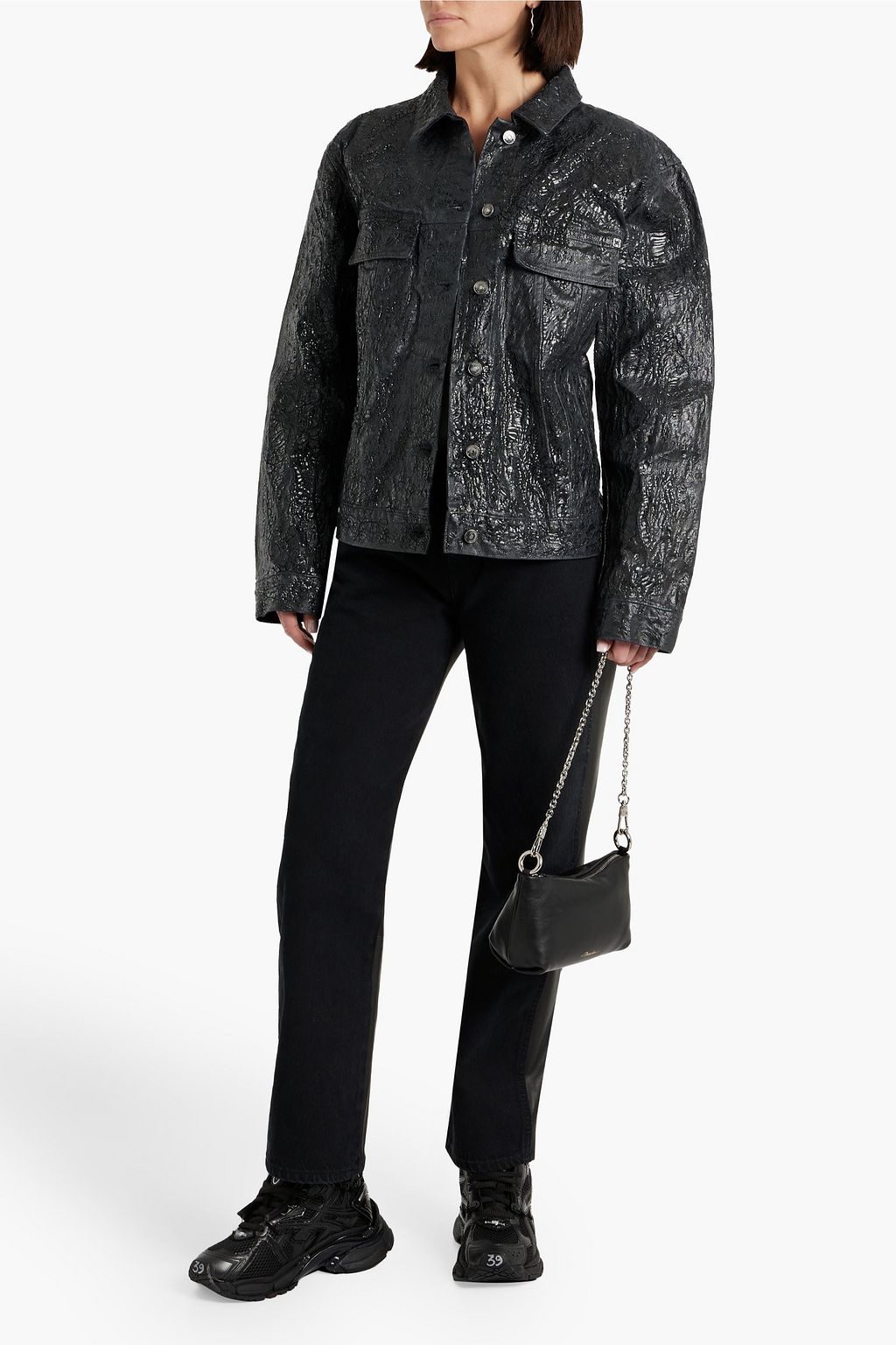 GIVENCHY Cracked coated denim jacket