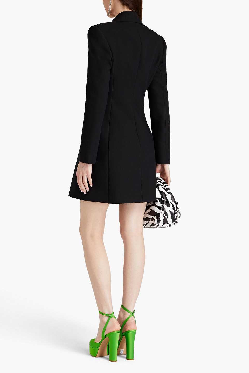 Msgm Pleated Crepe Mini Dress In Black