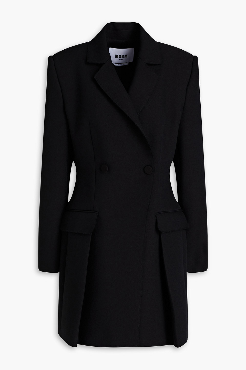 Msgm Pleated Crepe Mini Dress In Black
