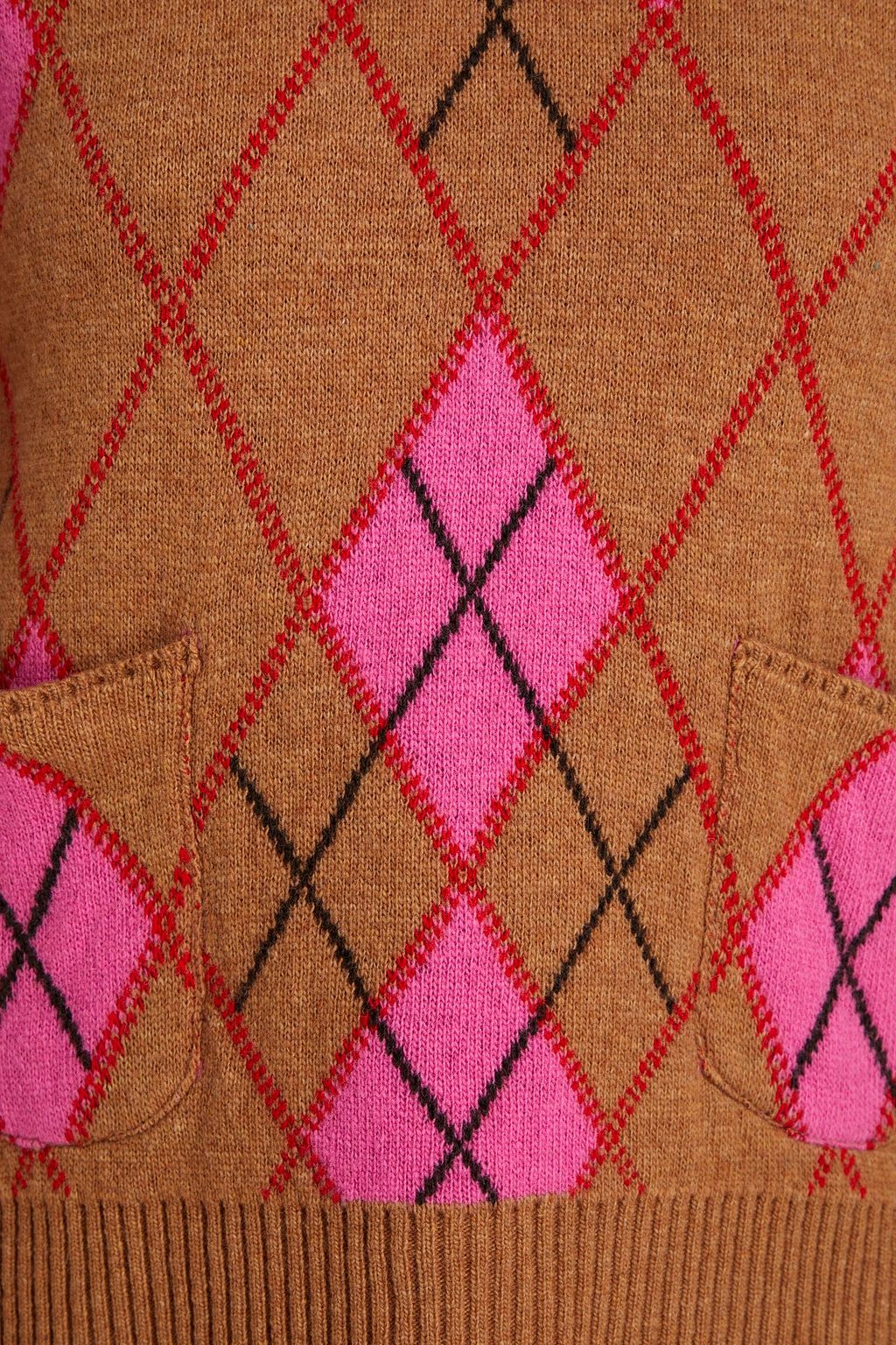 GANNI Pullover aus Jacquard-Strick aus einer Wollmischung mit Argyle-Muster