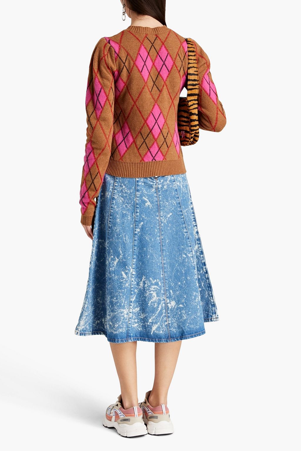 GANNI Pullover aus Jacquard-Strick aus einer Wollmischung mit Argyle-Muster