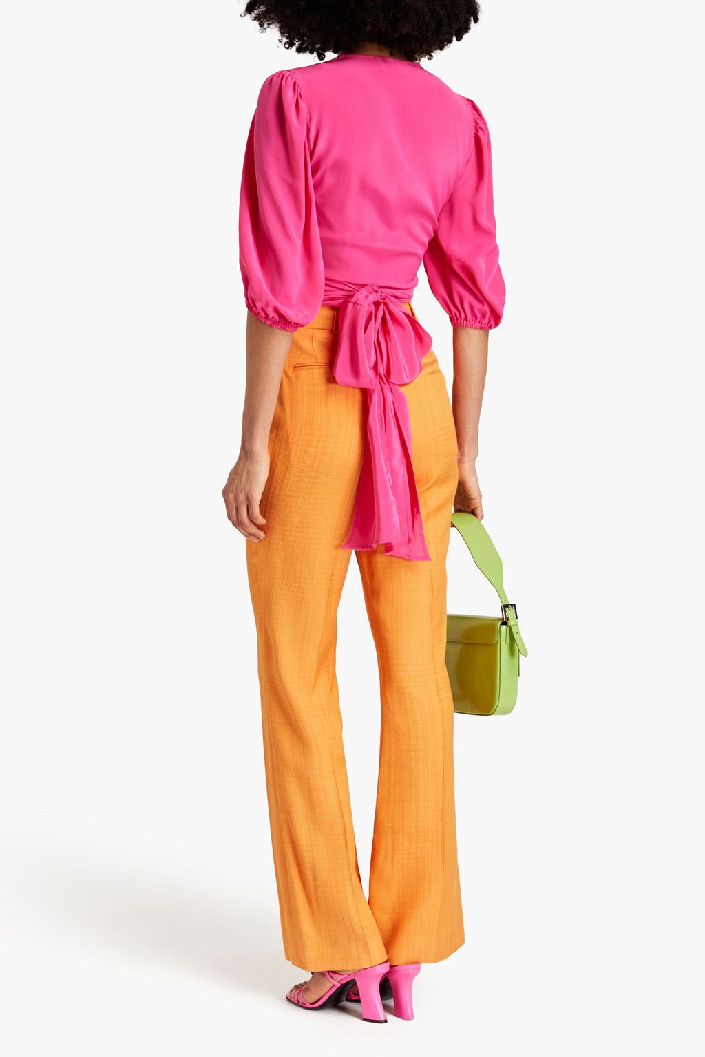 CLAUDIE PIERLOT Gathered silk crepe de chine wrap top