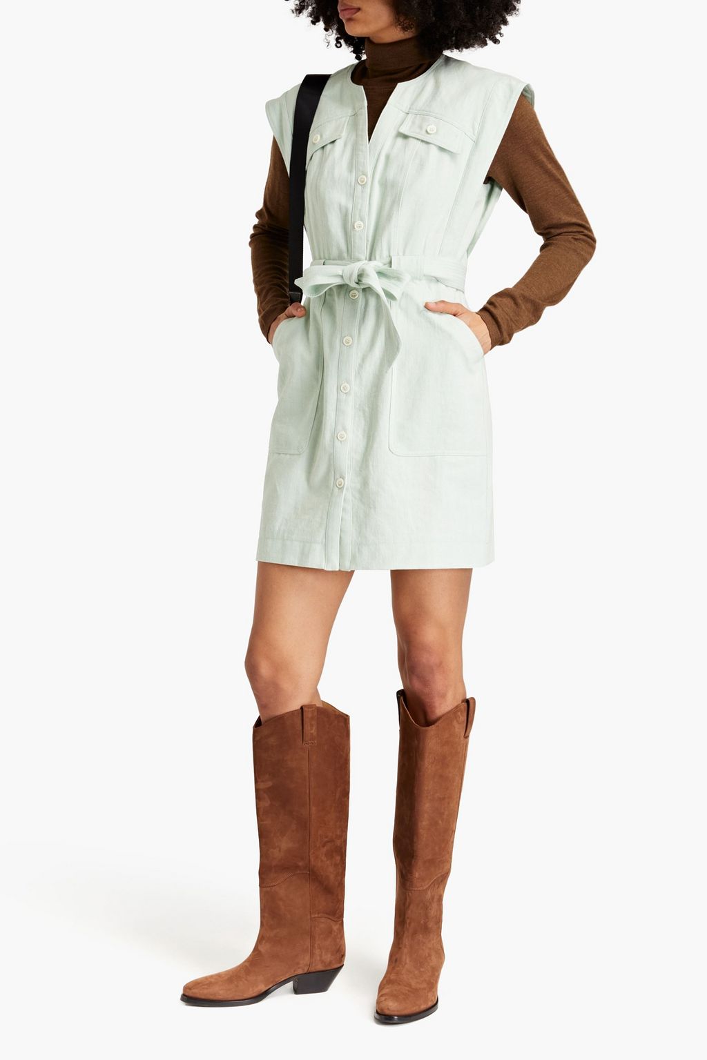CLAUDIE PIERLOT コットン混ドリル ミニワンピース
