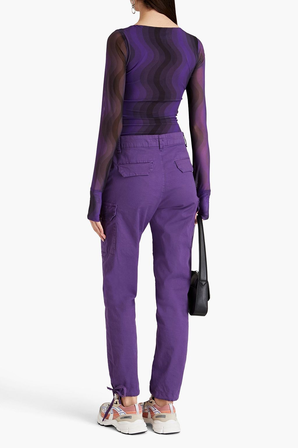 GANNI Printed stretch-mesh bodysuit