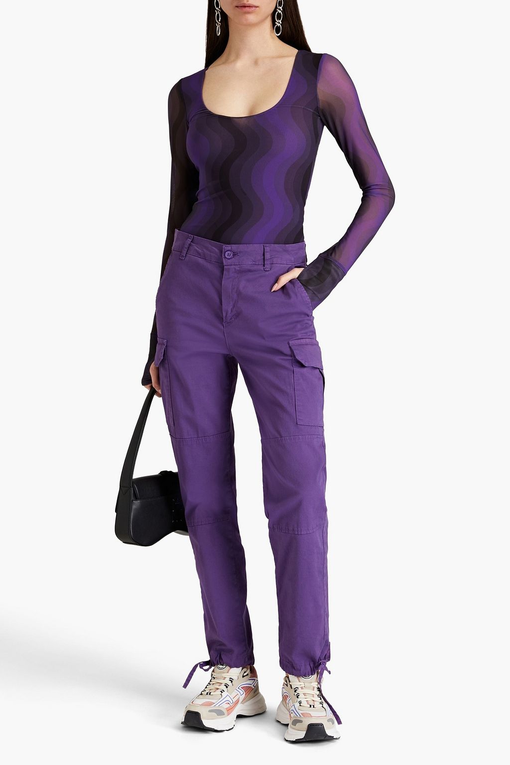 GANNI Printed stretch-mesh bodysuit