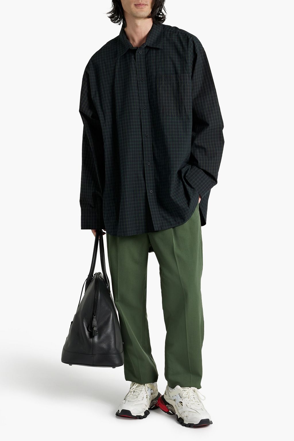 BALENCIAGA Oversized checked cotton-poplin shirt