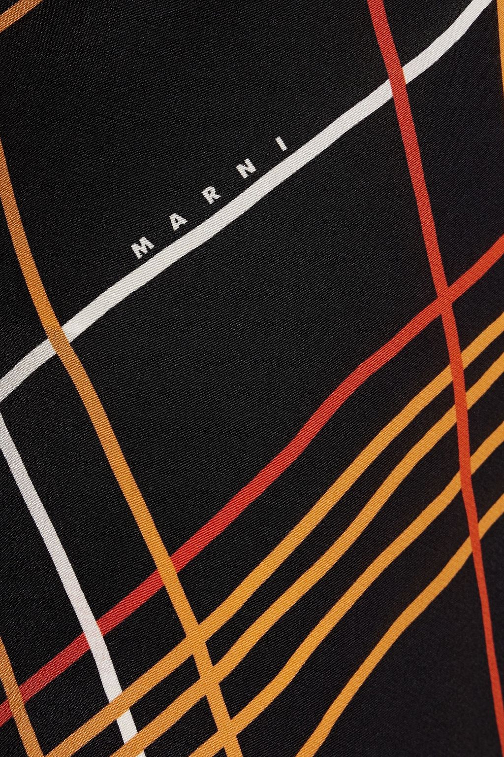 MARNI シルククレープデシン ミディワンピース タック入り チェック